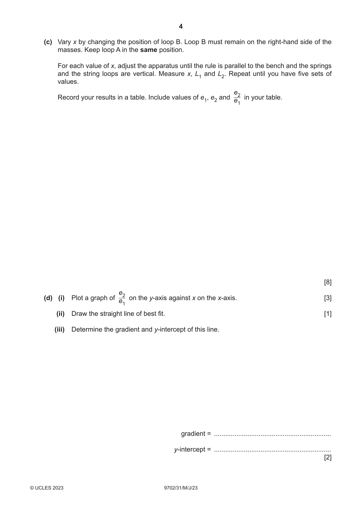 Cambridge A Level Physics 9702 2023 May/June Paper 3 · Variant 1 question paper, page 4 of 12