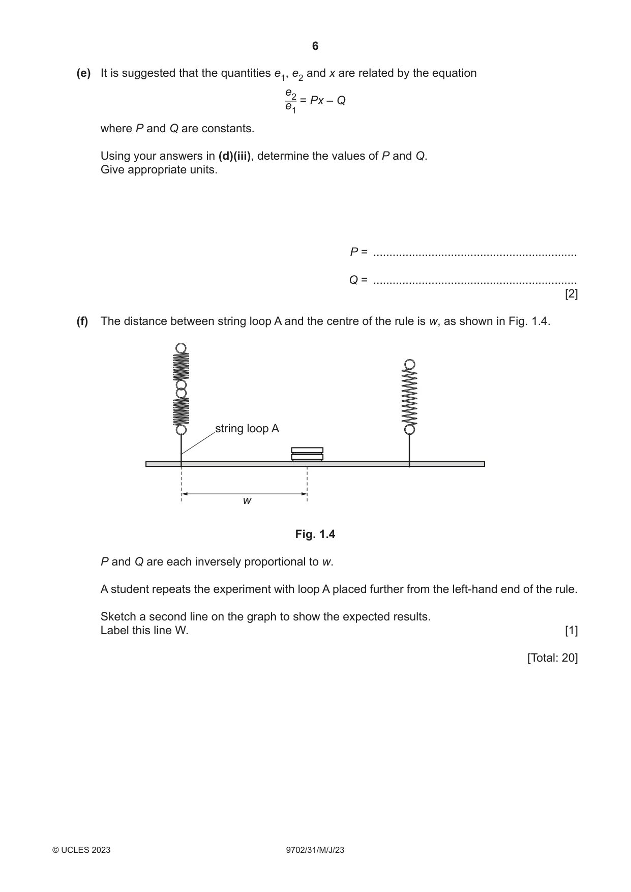 Cambridge A Level Physics 9702 2023 May/June Paper 3 · Variant 1 question paper, page 6 of 12