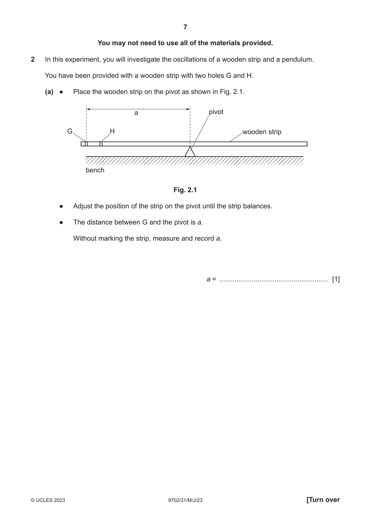 Cambridge A Level Physics 9702 2023 May/June Paper 3 · Variant 1 question paper, page 7 of 12