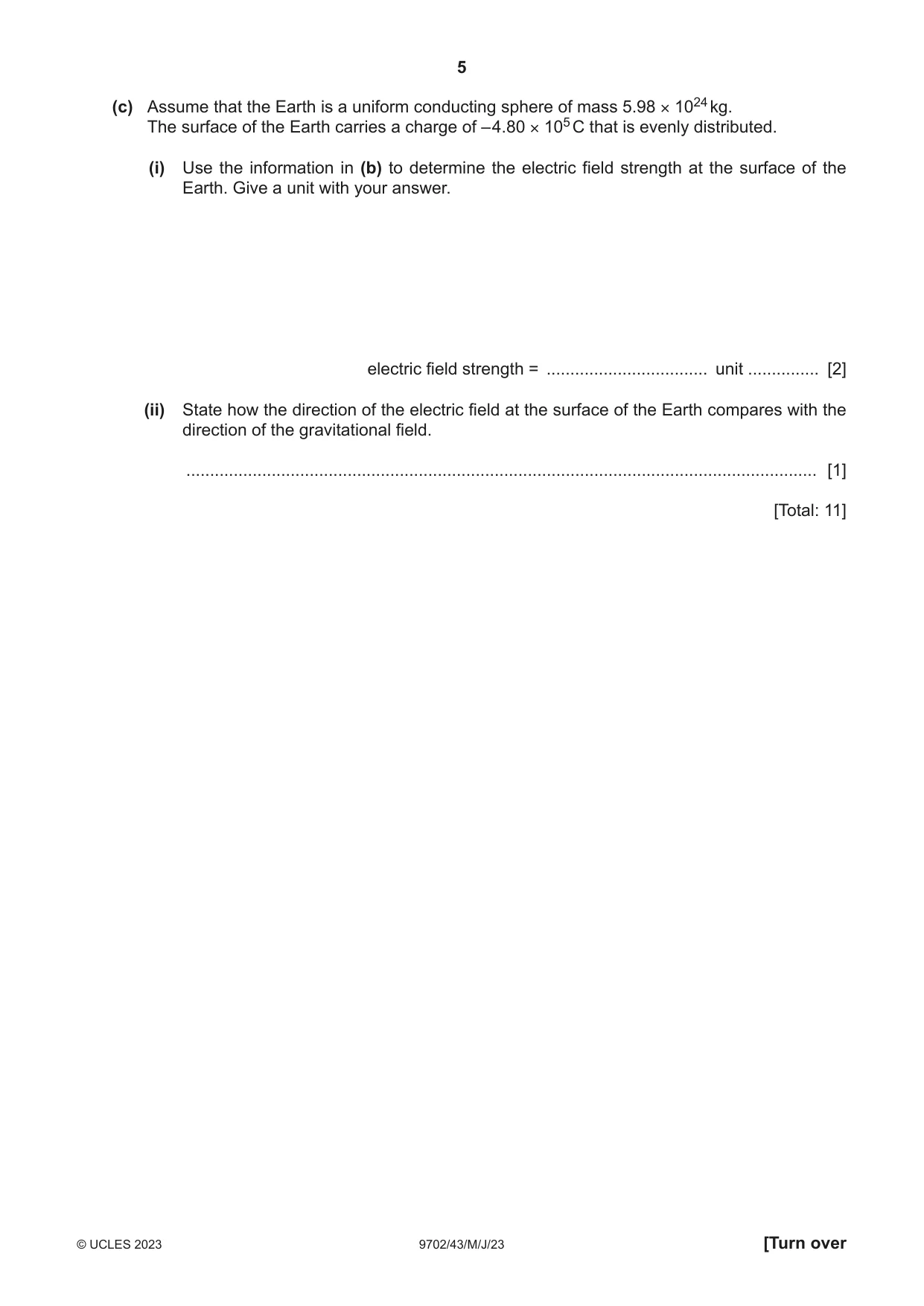 Cambridge A Level Physics 9702 2023 May/June Paper 4 · Variant 3 question paper, page 5 of 24