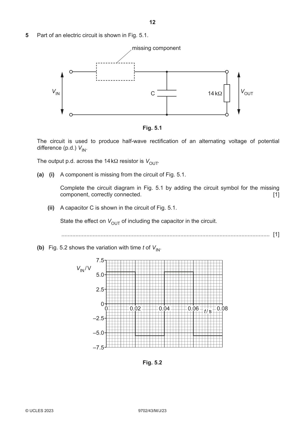 Cambridge A Level Physics 9702 2023 May/June Paper 4 · Variant 3 question paper, page 12 of 24