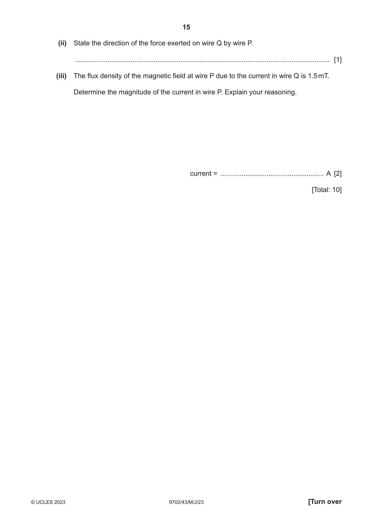 Cambridge A Level Physics 9702 2023 May/June Paper 4 · Variant 3 question paper, page 15 of 24