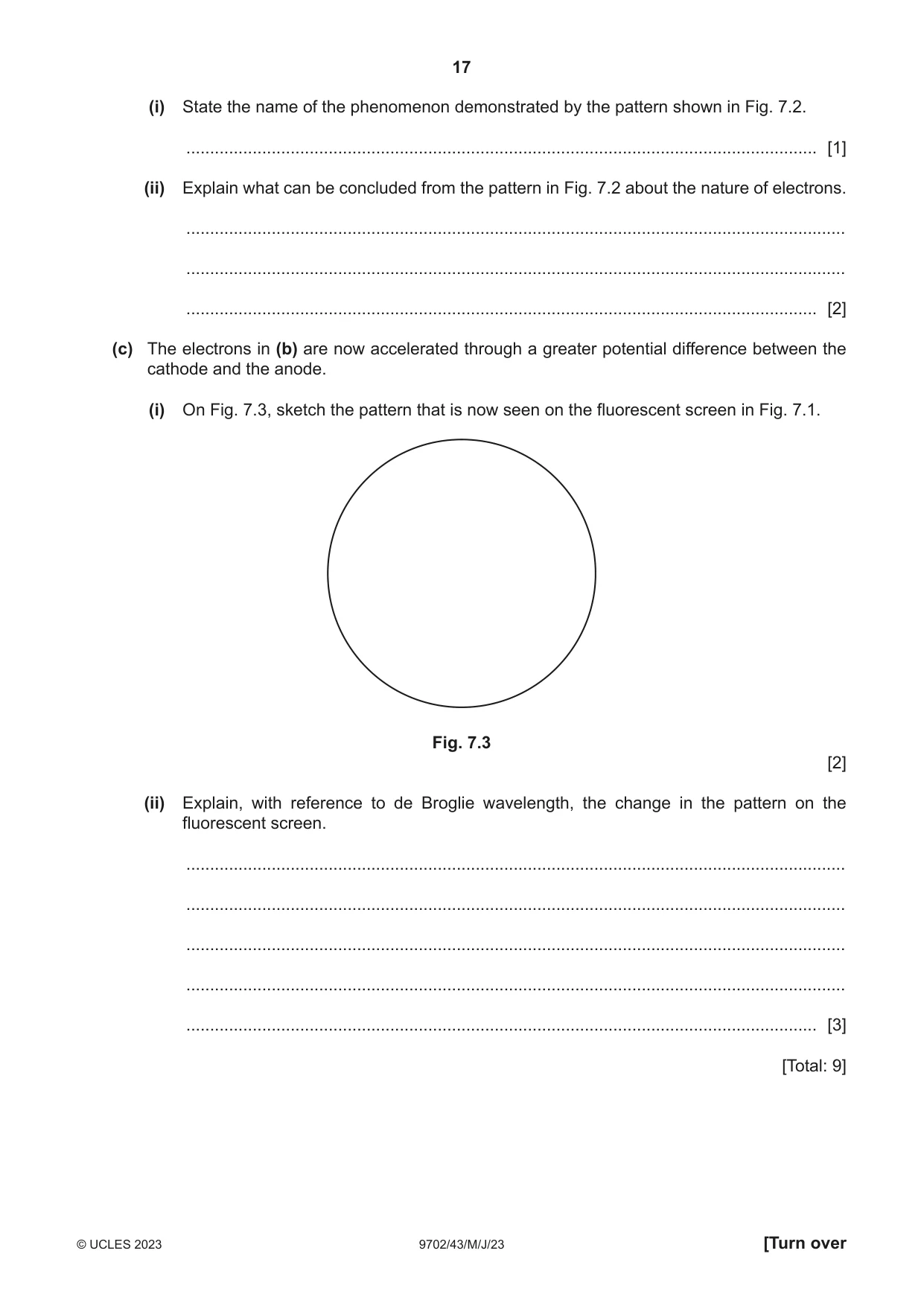 Cambridge A Level Physics 9702 2023 May/June Paper 4 · Variant 3 question paper, page 17 of 24