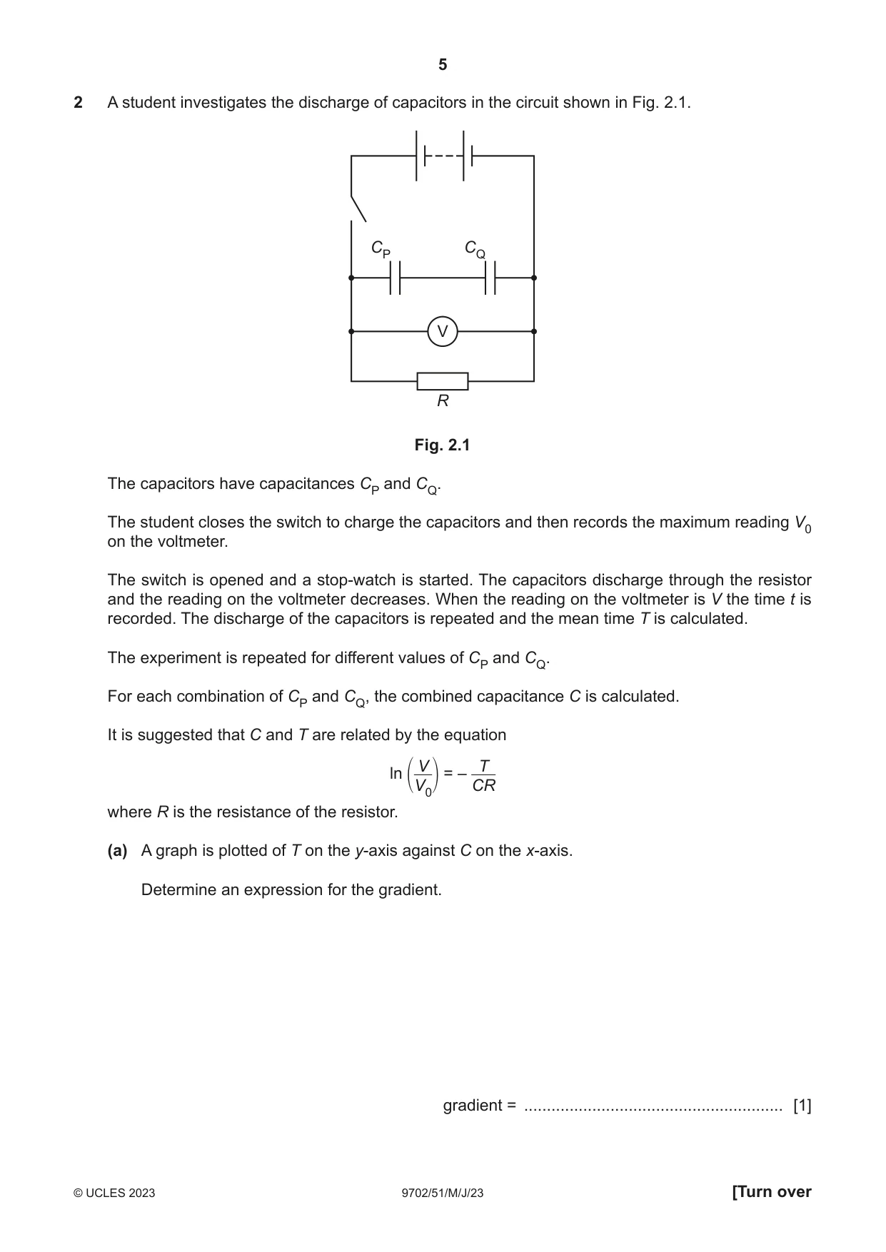 Cambridge A Level Physics 9702 2023 May/June Paper 5 · Variant 1 question paper, page 5 of 8