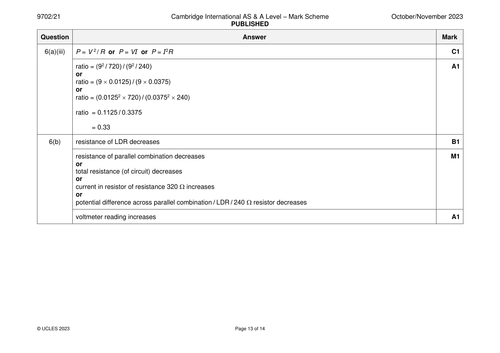 Mark scheme, page 13 of 14