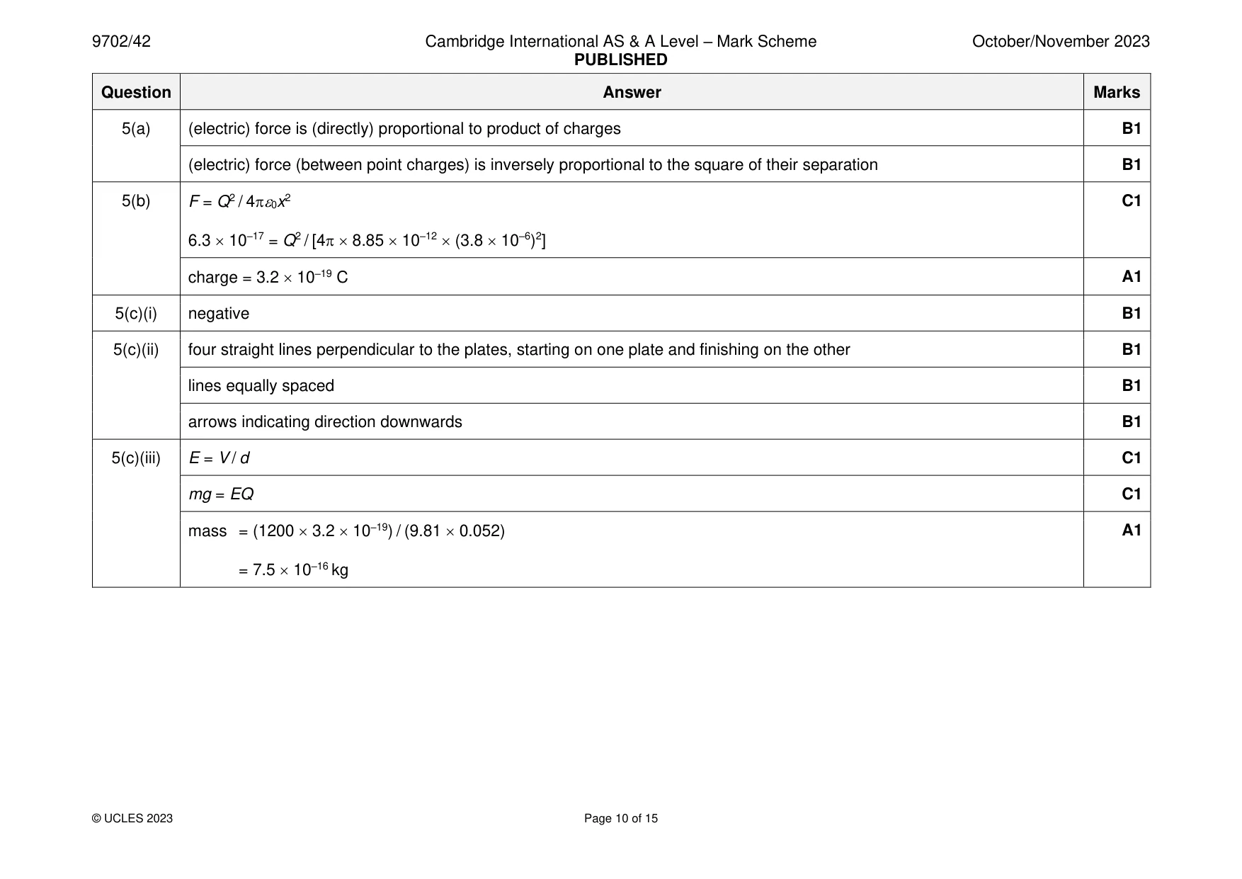 Mark scheme, page 10 of 15