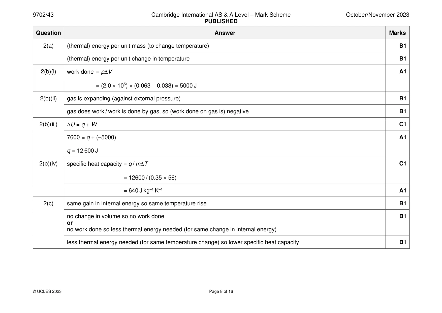 Mark scheme, page 8 of 16