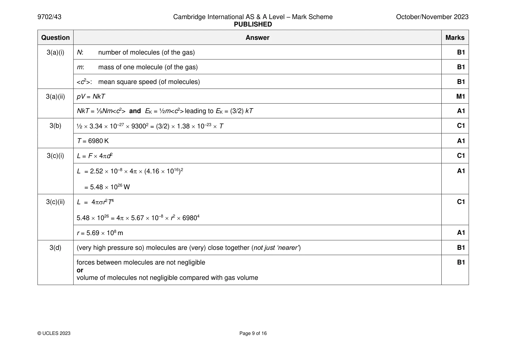 Mark scheme, page 9 of 16