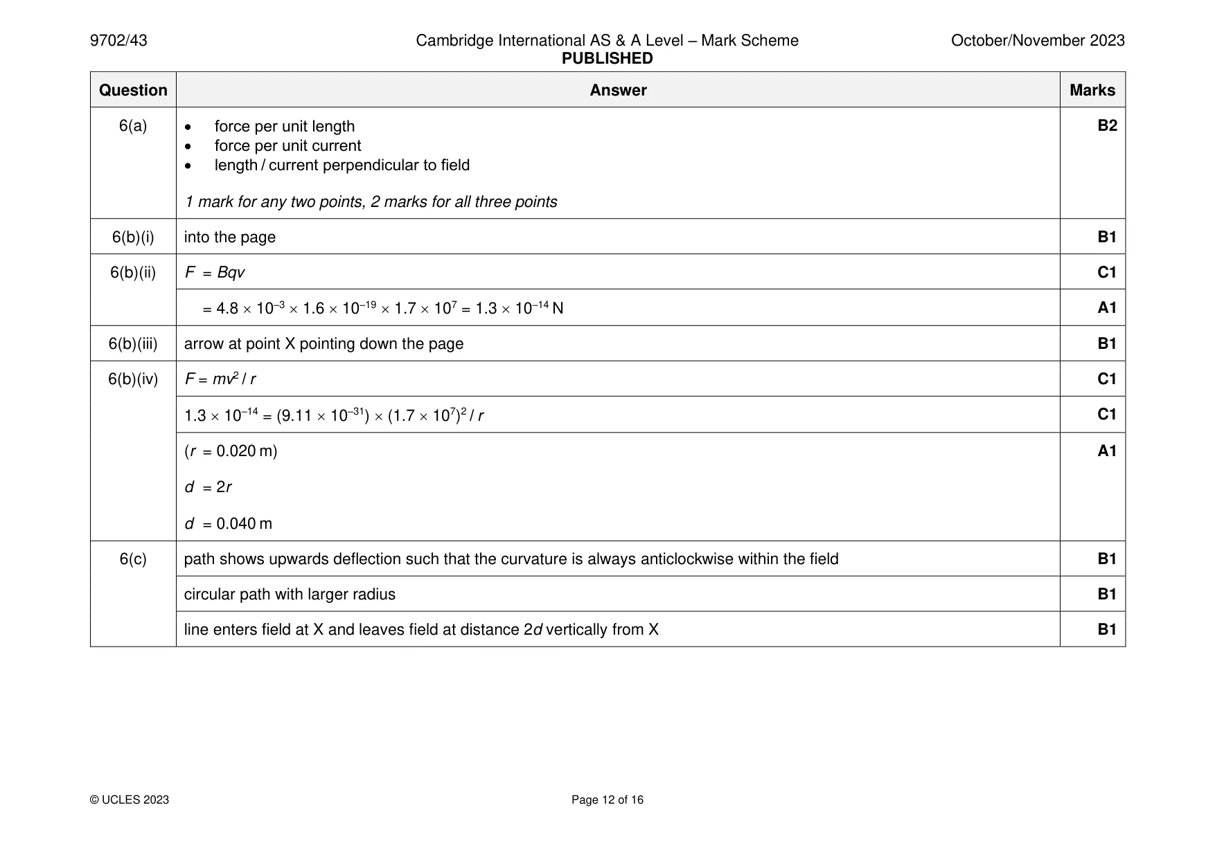 Mark scheme, page 12 of 16