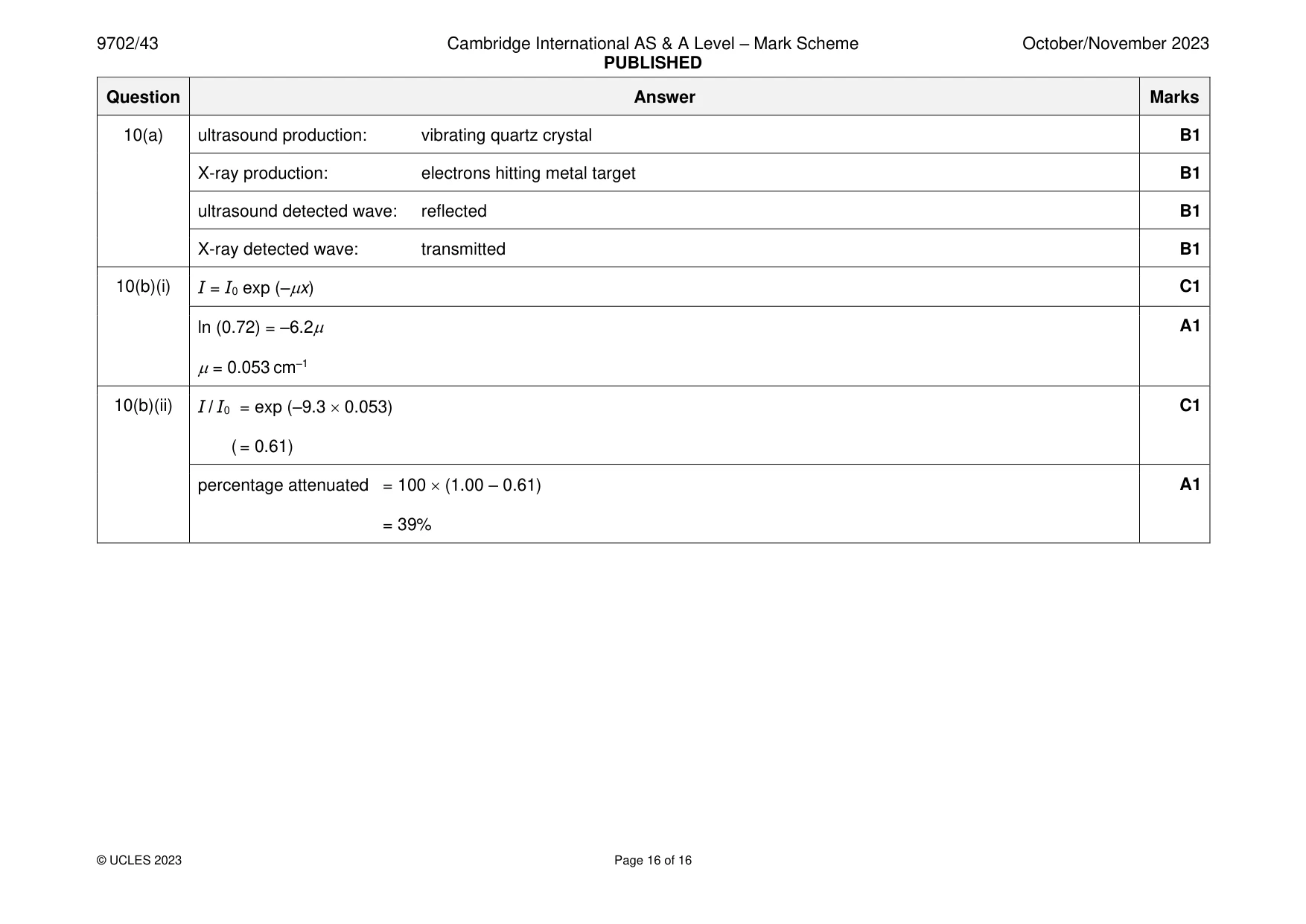 Mark scheme, page 16 of 16