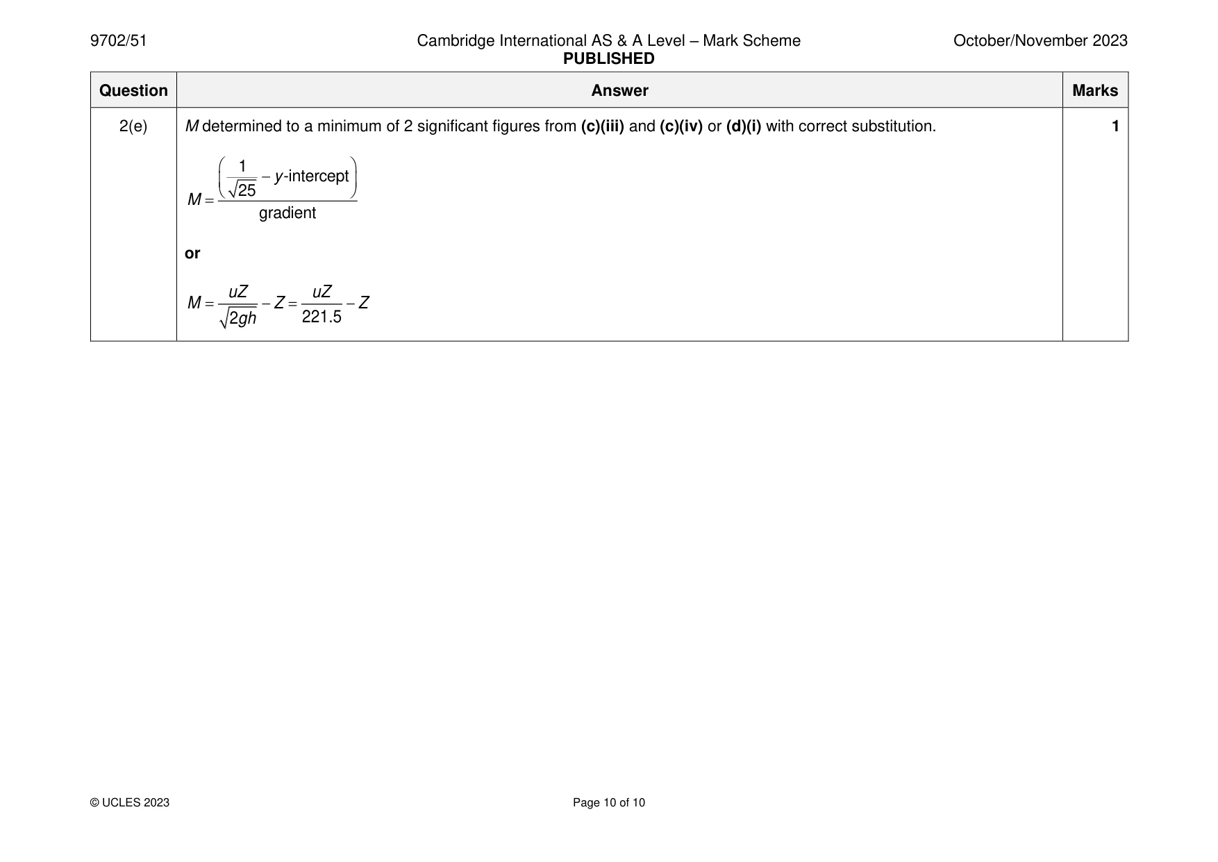 Mark scheme, page 10 of 10