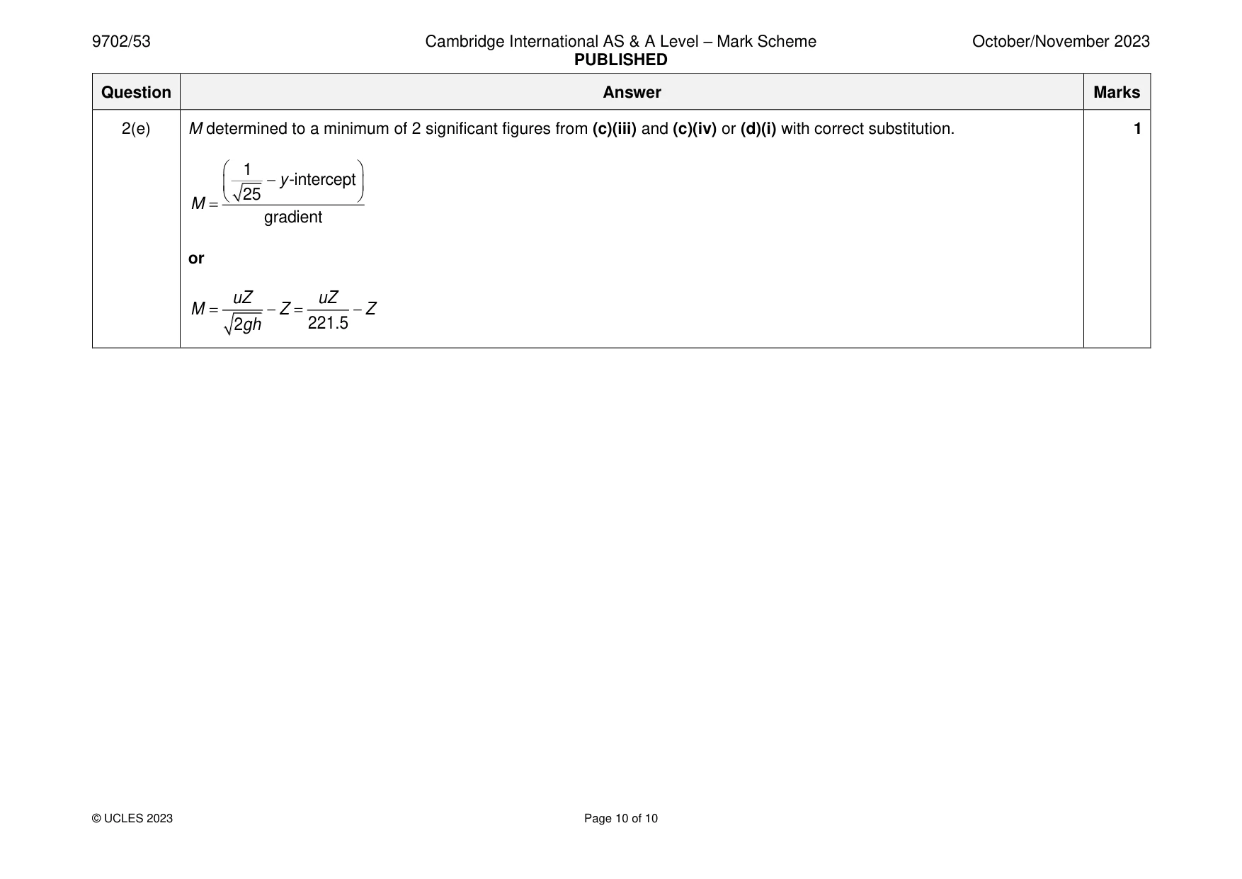 Mark scheme, page 10 of 10
