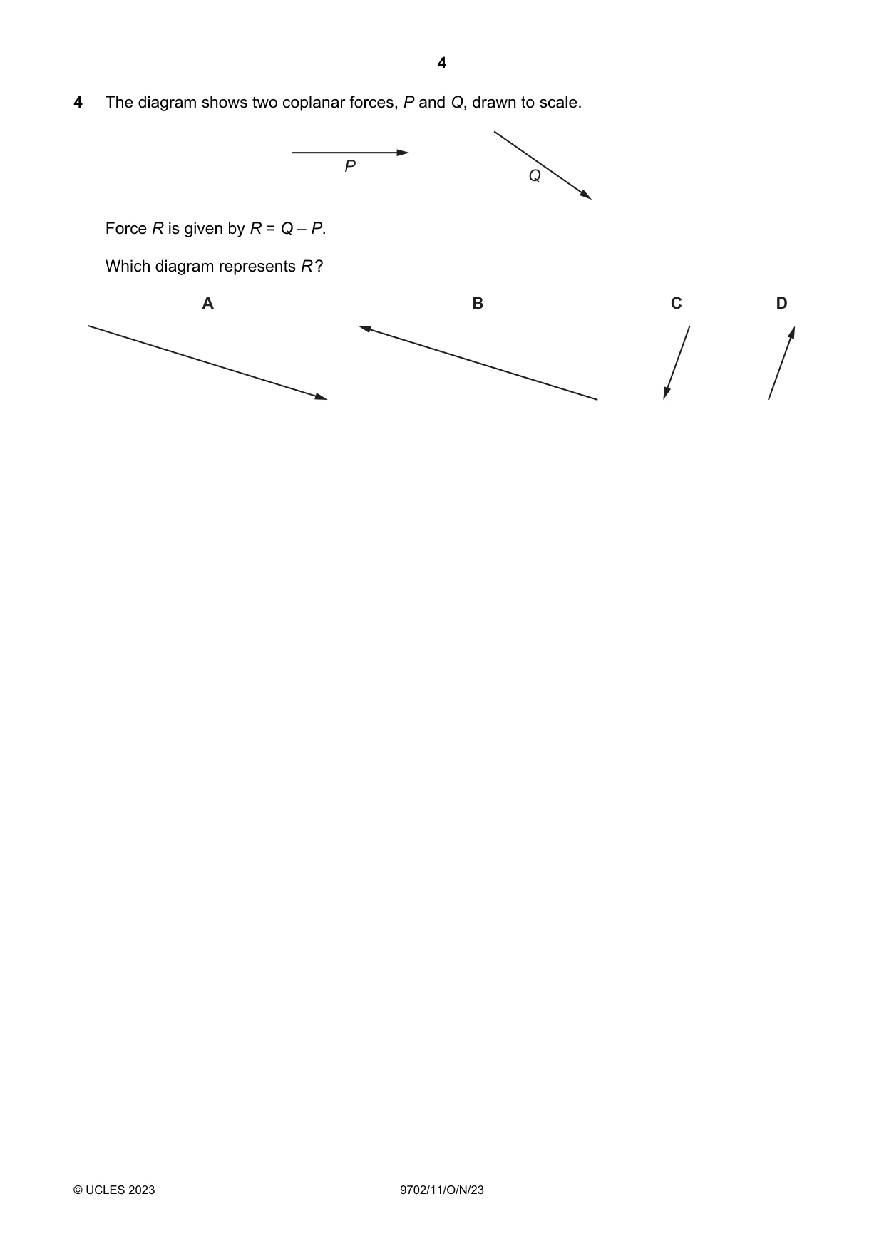 Cambridge A Level Physics 9702 2023 Oct/Nov Paper 1 · Variant 1 question paper, page 4 of 20