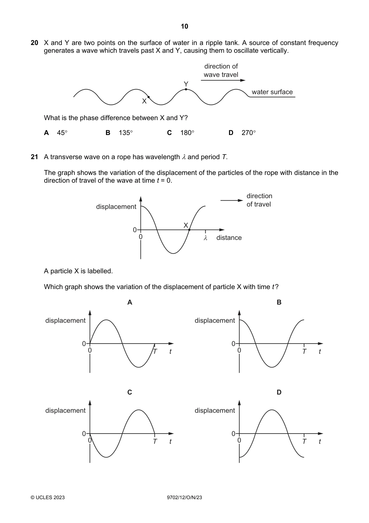 Cambridge A Level Physics 9702 2023 Oct/Nov Paper 1 · Variant 2 question paper, page 10 of 20