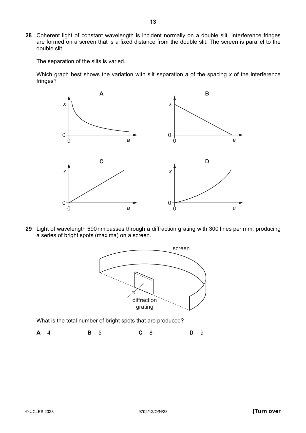 Cambridge A Level Physics 9702 2023 Oct/Nov Paper 1 · Variant 2 question paper, page 13 of 20