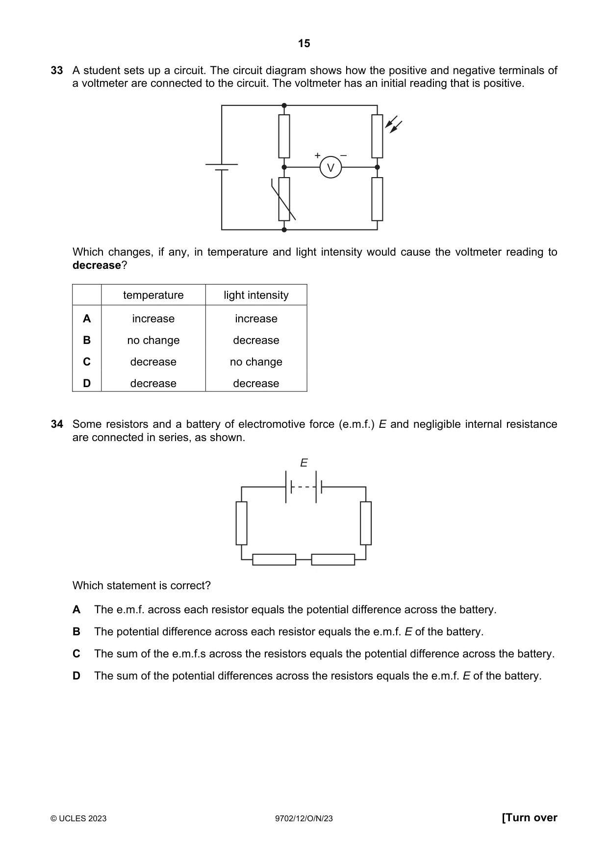 Cambridge A Level Physics 9702 2023 Oct/Nov Paper 1 · Variant 2 question paper, page 15 of 20