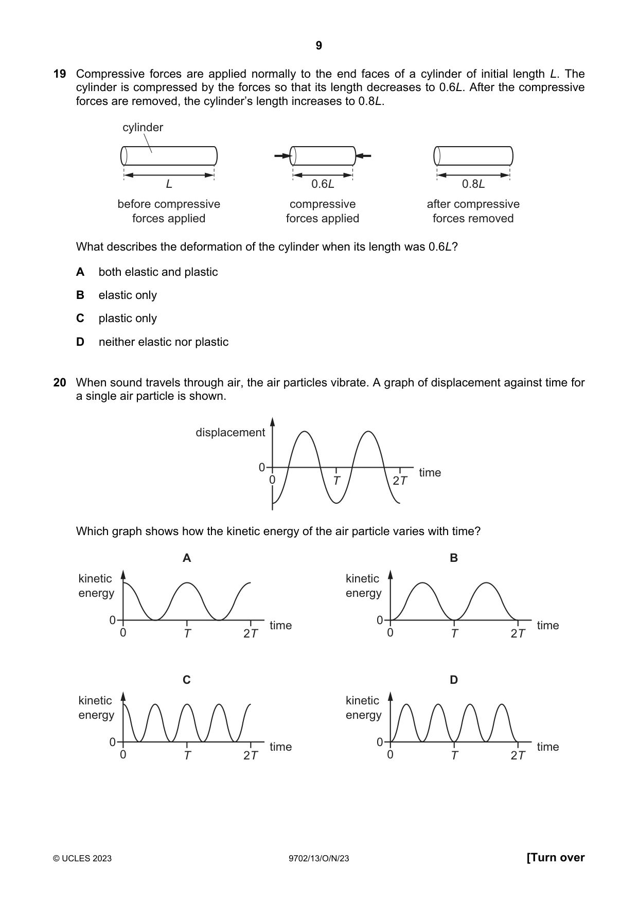 Cambridge A Level Physics 9702 2023 Oct/Nov Paper 1 · Variant 3 question paper, page 9 of 20