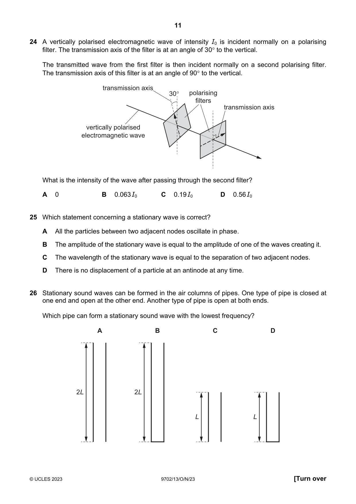 Cambridge A Level Physics 9702 2023 Oct/Nov Paper 1 · Variant 3 question paper, page 11 of 20