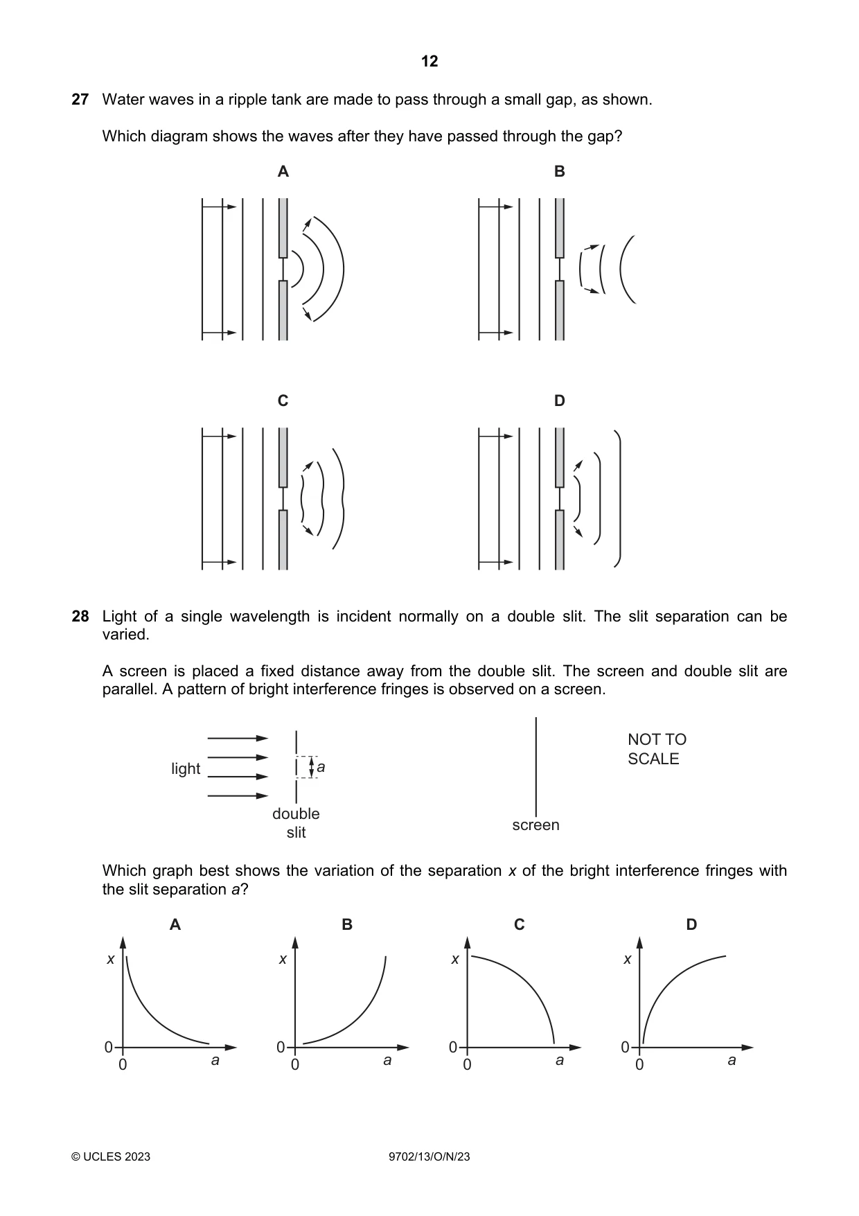 Cambridge A Level Physics 9702 2023 Oct/Nov Paper 1 · Variant 3 question paper, page 12 of 20