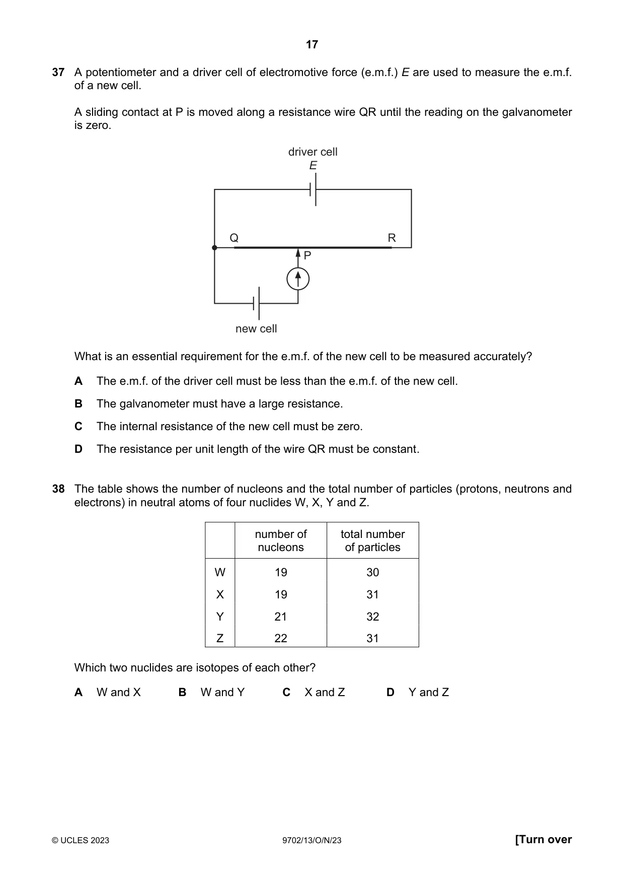 Cambridge A Level Physics 9702 2023 Oct/Nov Paper 1 · Variant 3 question paper, page 17 of 20