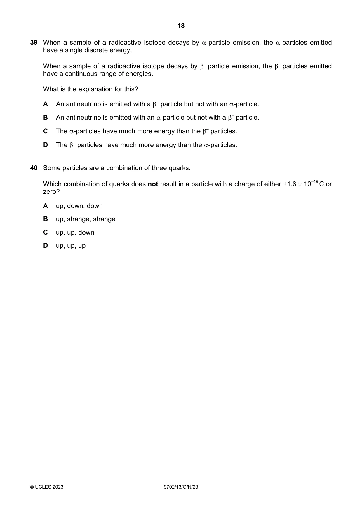 Cambridge A Level Physics 9702 2023 Oct/Nov Paper 1 · Variant 3 question paper, page 18 of 20