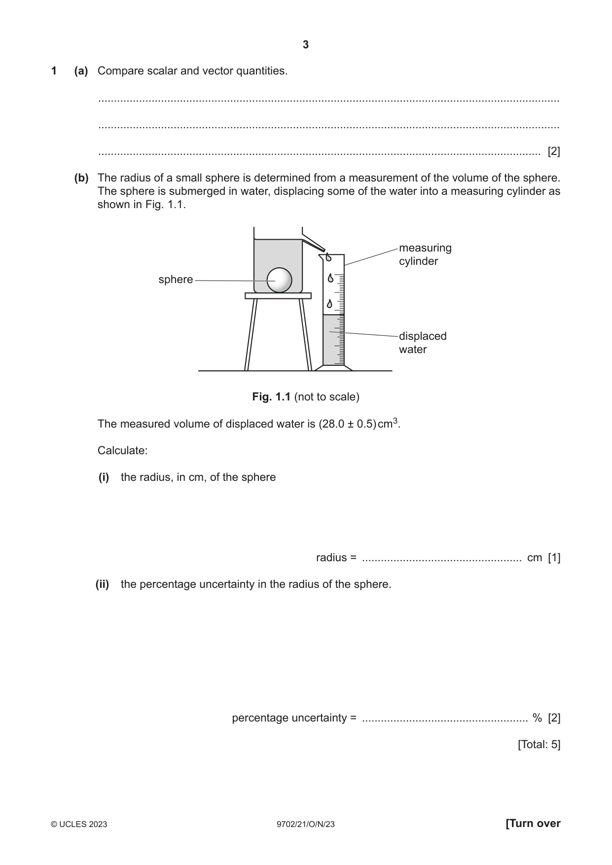 Cambridge A Level Physics 9702 2023 Oct/Nov Paper 2 · Variant 1 question paper, page 3 of 16