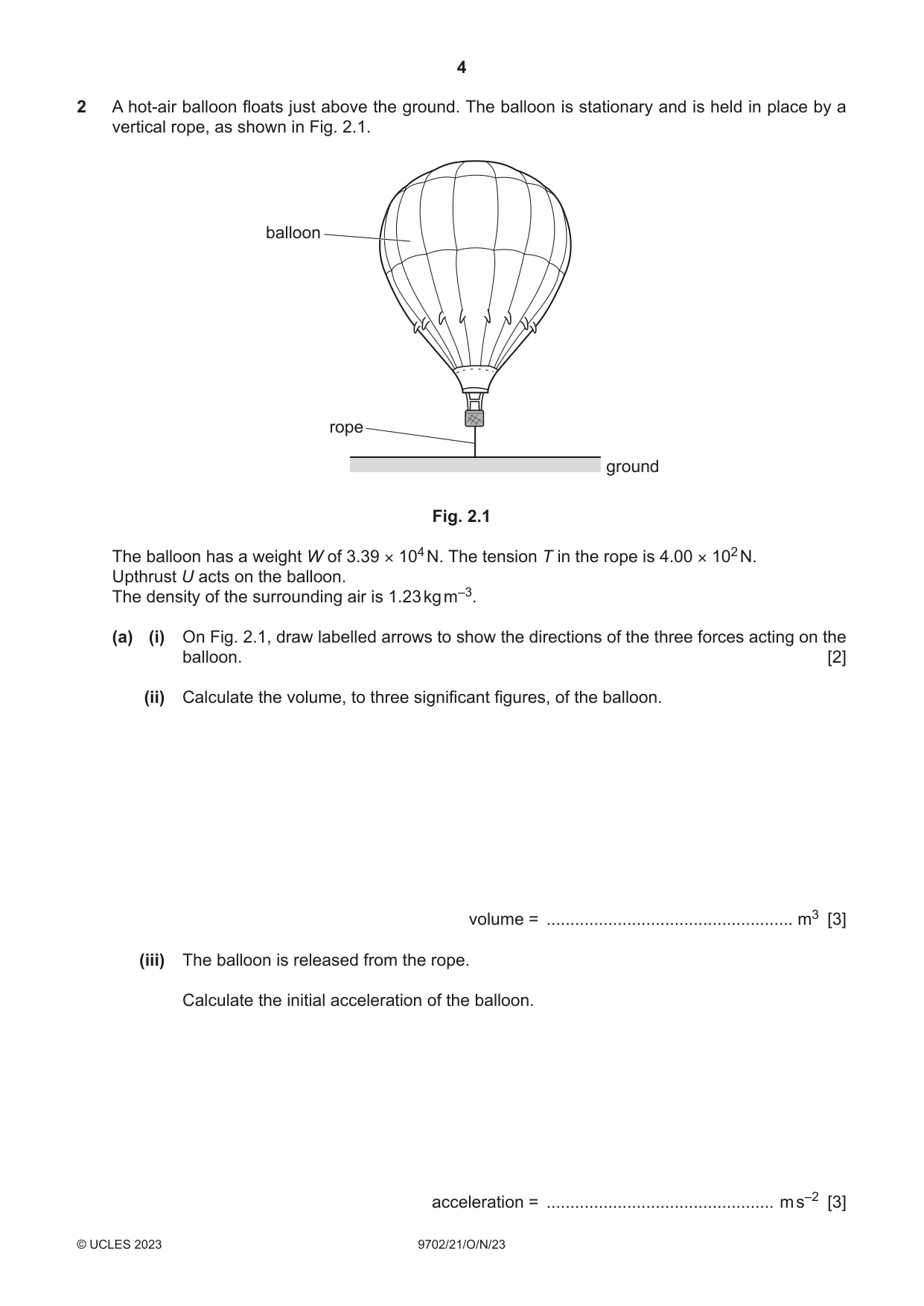 Cambridge A Level Physics 9702 2023 Oct/Nov Paper 2 · Variant 1 question paper, page 4 of 16
