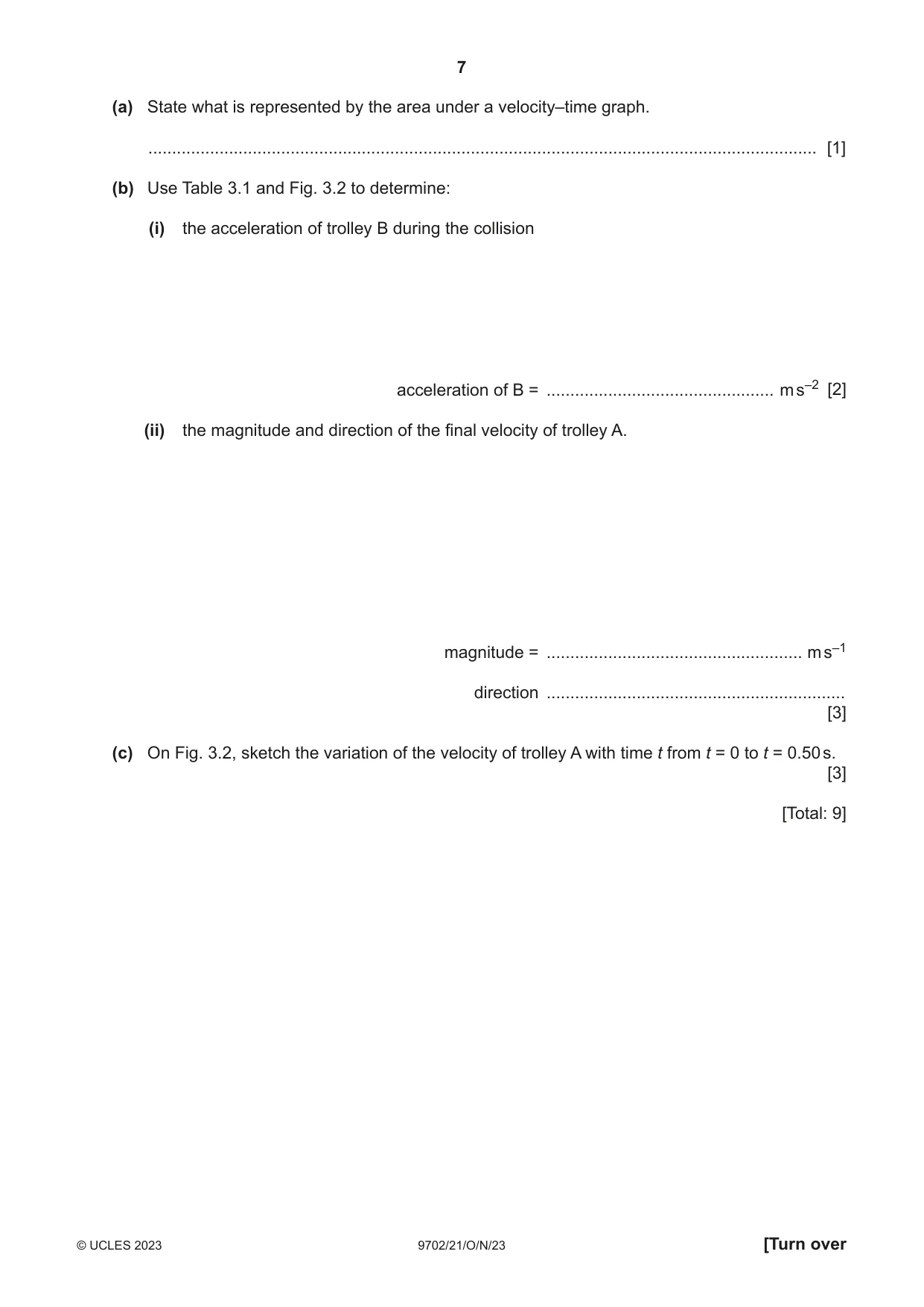 Cambridge A Level Physics 9702 2023 Oct/Nov Paper 2 · Variant 1 question paper, page 7 of 16