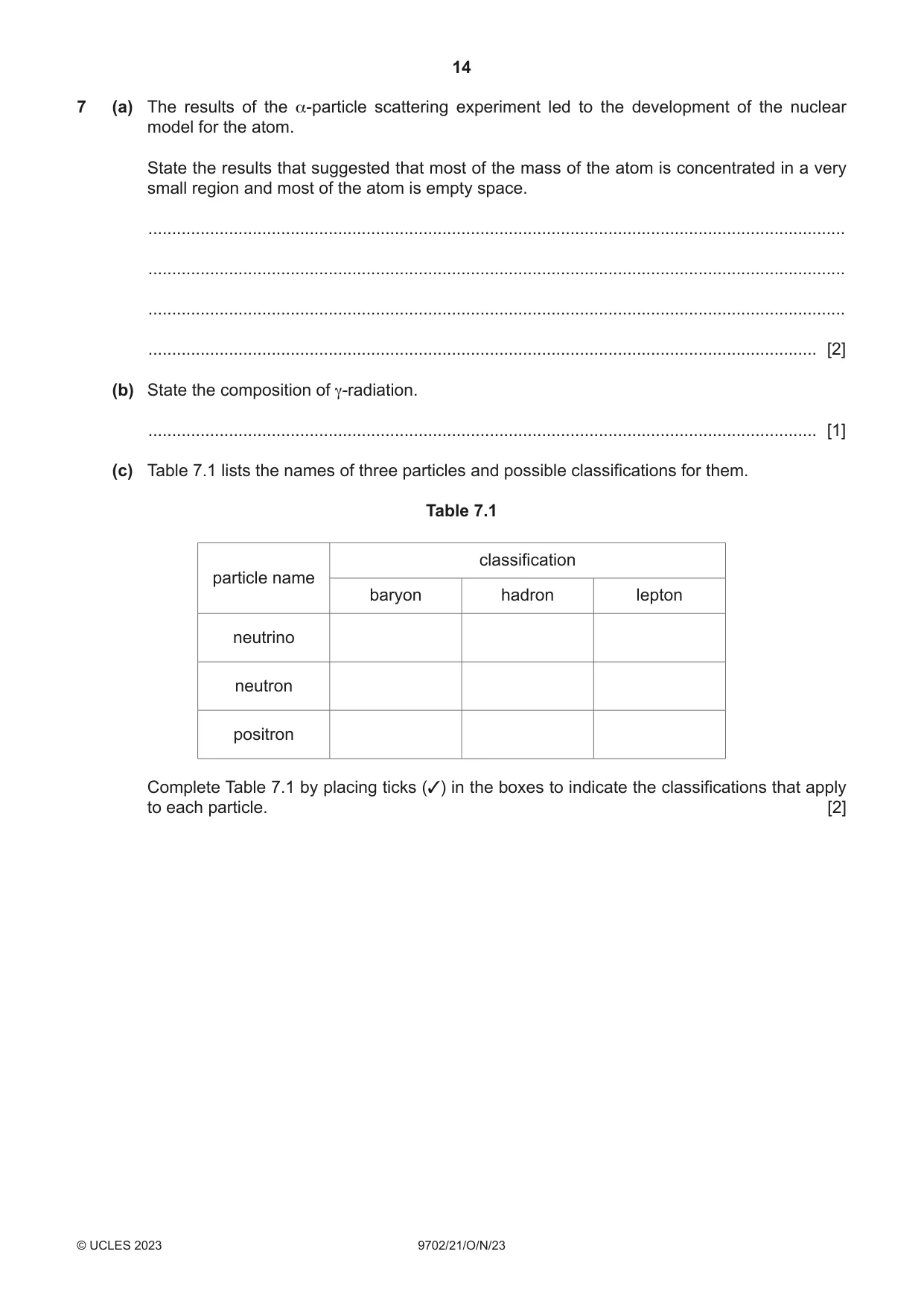 Cambridge A Level Physics 9702 2023 Oct/Nov Paper 2 · Variant 1 question paper, page 14 of 16