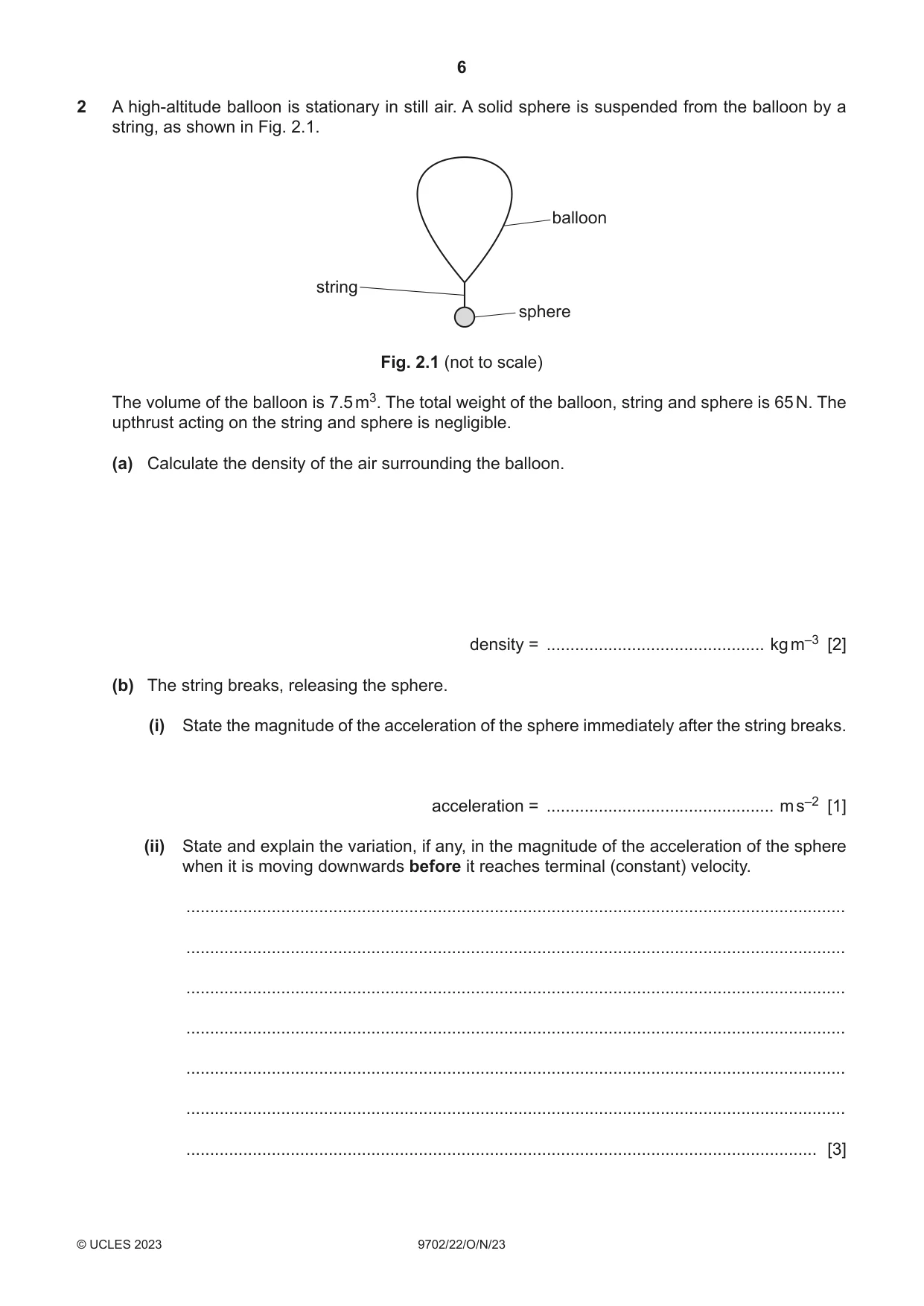 Cambridge A Level Physics 9702 2023 Oct/Nov Paper 2 · Variant 2 question paper, page 6 of 16