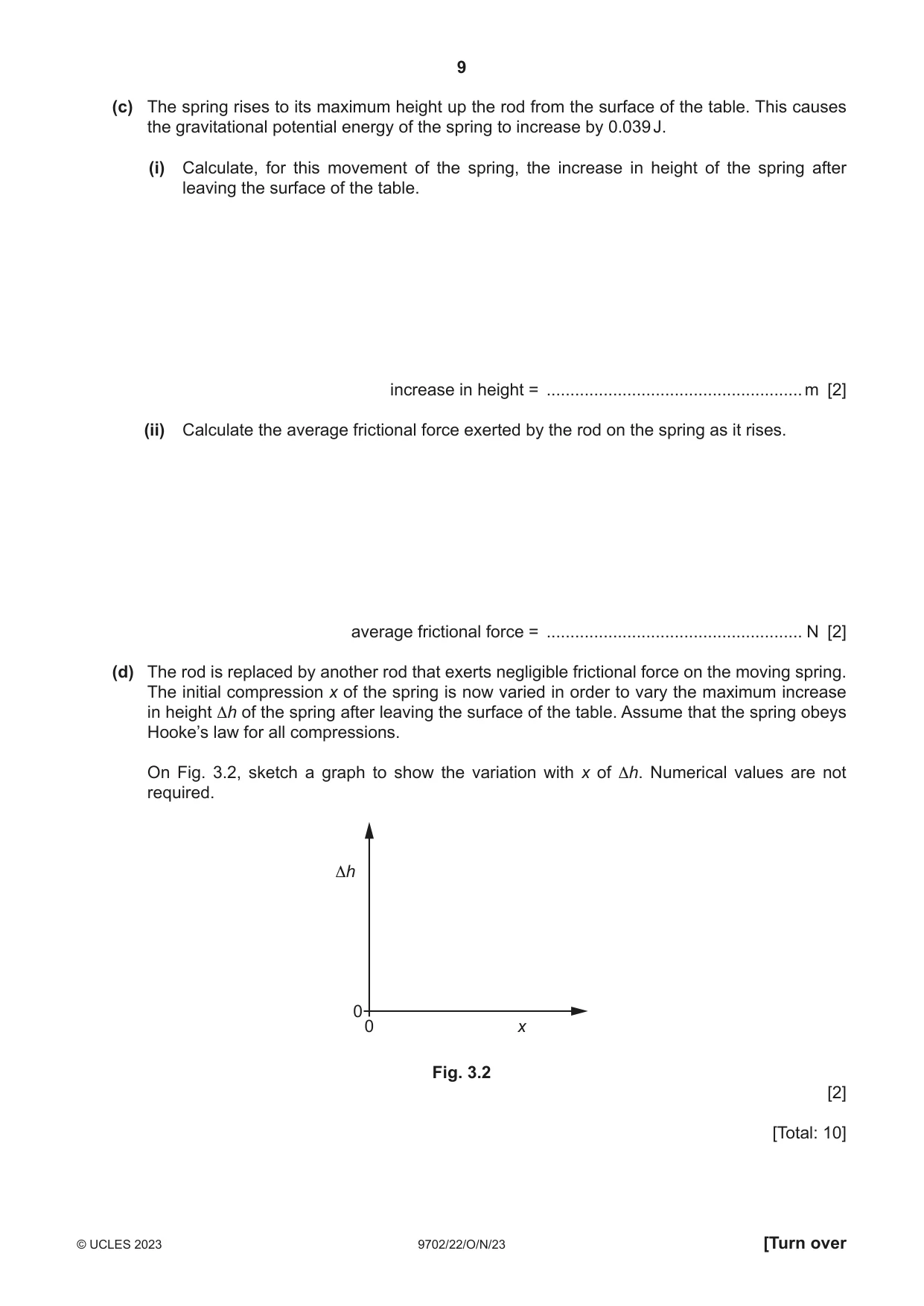 Cambridge A Level Physics 9702 2023 Oct/Nov Paper 2 · Variant 2 question paper, page 9 of 16