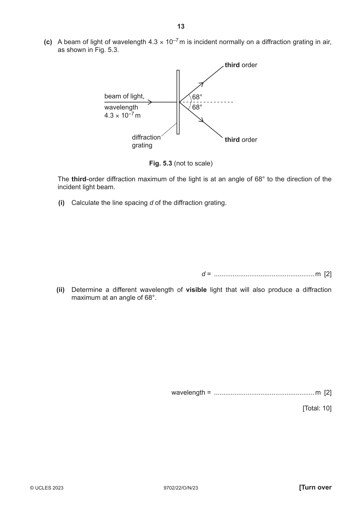 Cambridge A Level Physics 9702 2023 Oct/Nov Paper 2 · Variant 2 question paper, page 13 of 16