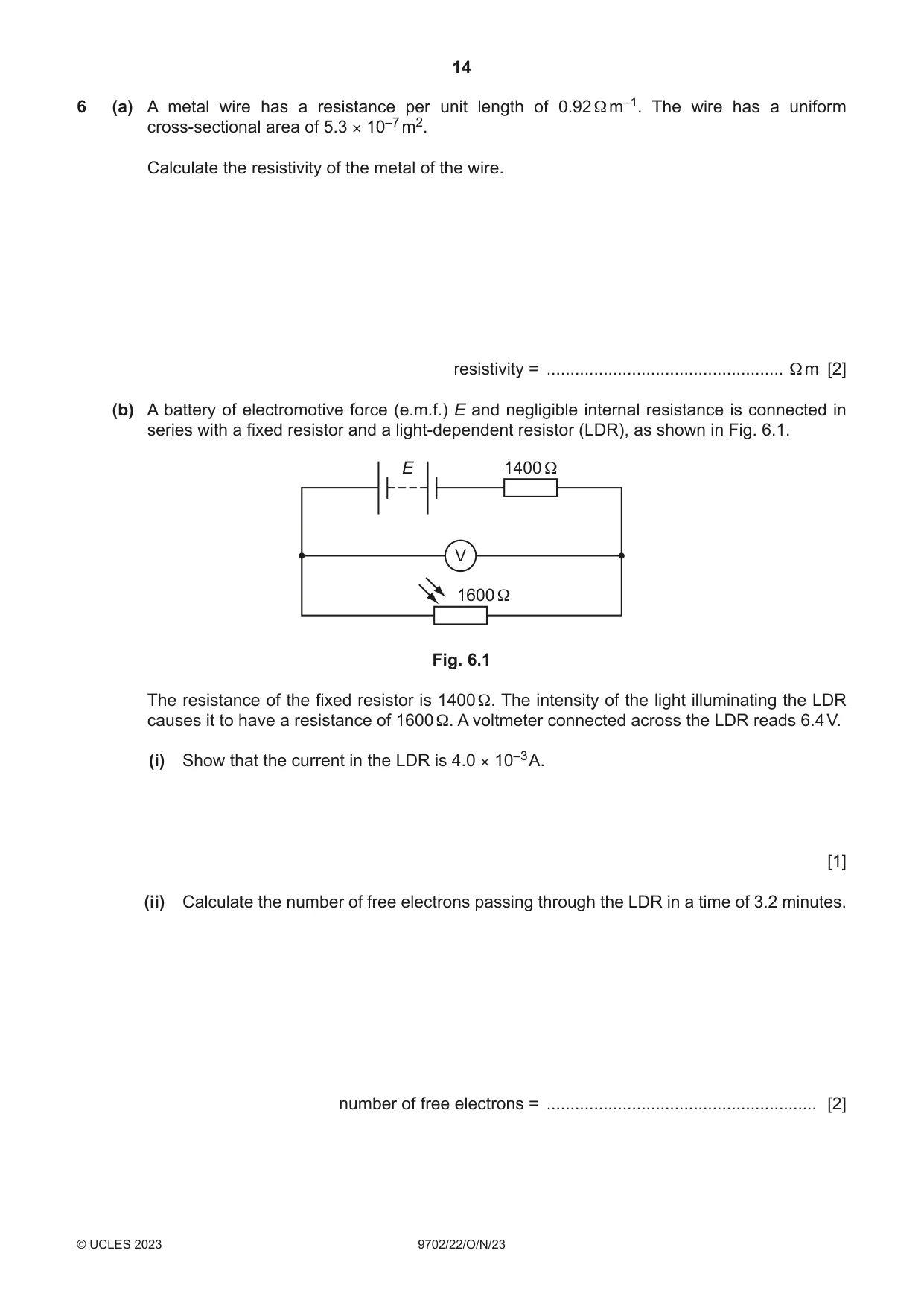 Cambridge A Level Physics 9702 2023 Oct/Nov Paper 2 · Variant 2 question paper, page 14 of 16
