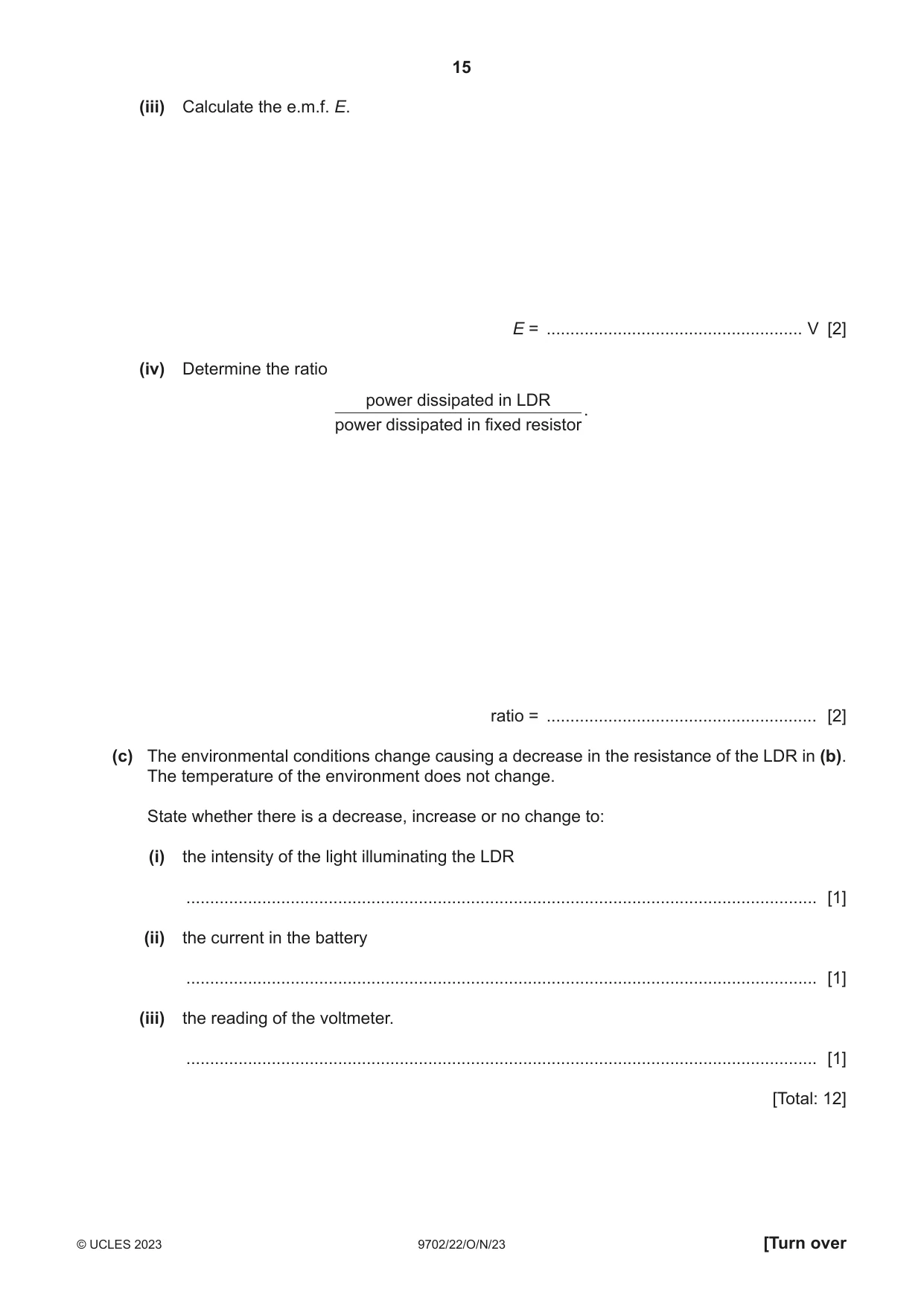 Cambridge A Level Physics 9702 2023 Oct/Nov Paper 2 · Variant 2 question paper, page 15 of 16