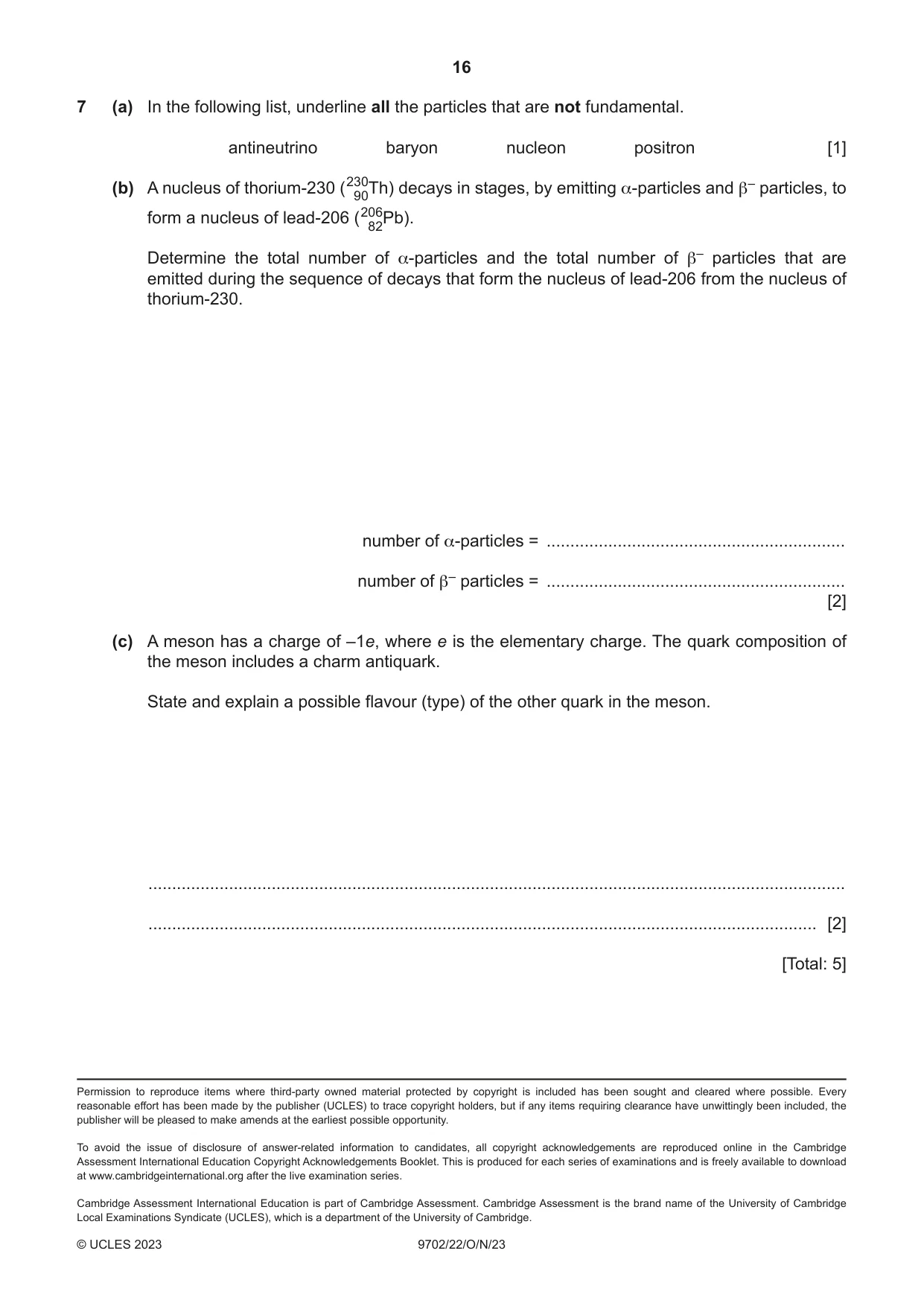 Cambridge A Level Physics 9702 2023 Oct/Nov Paper 2 · Variant 2 question paper, page 16 of 16