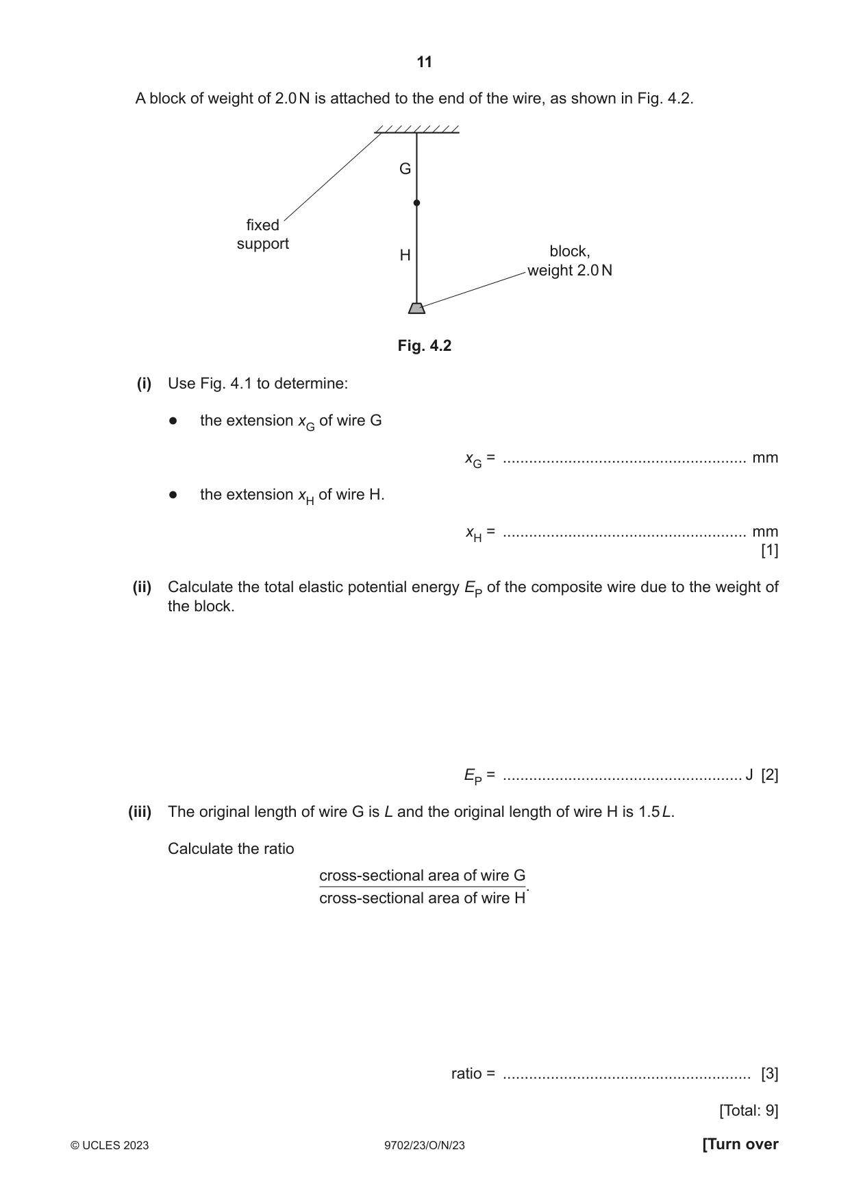Cambridge A Level Physics 9702 2023 Oct/Nov Paper 2 · Variant 3 question paper, page 11 of 20