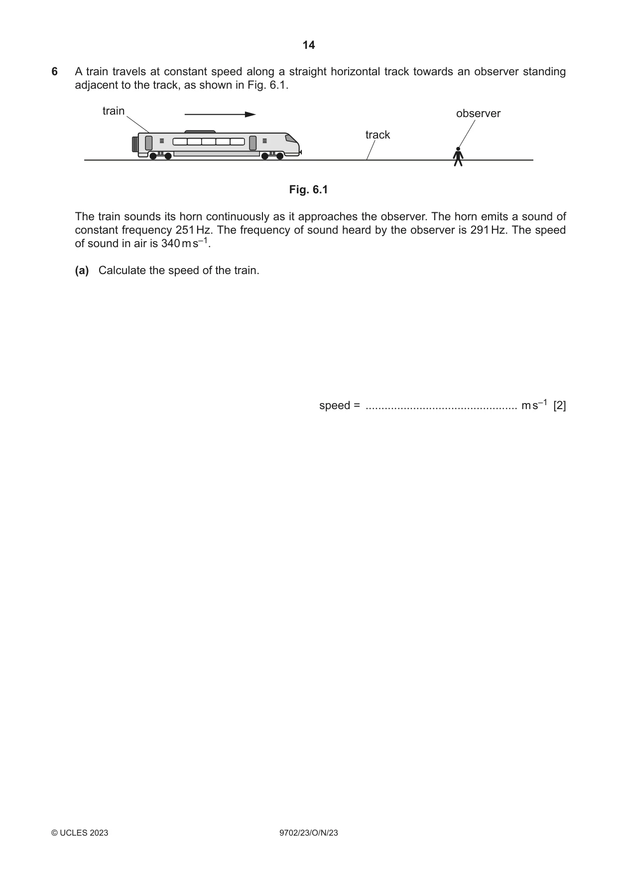 Cambridge A Level Physics 9702 2023 Oct/Nov Paper 2 · Variant 3 question paper, page 14 of 20