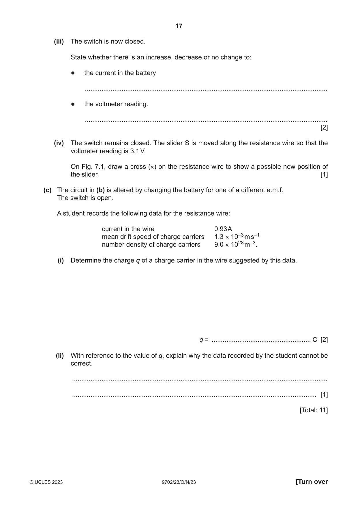 Cambridge A Level Physics 9702 2023 Oct/Nov Paper 2 · Variant 3 question paper, page 17 of 20