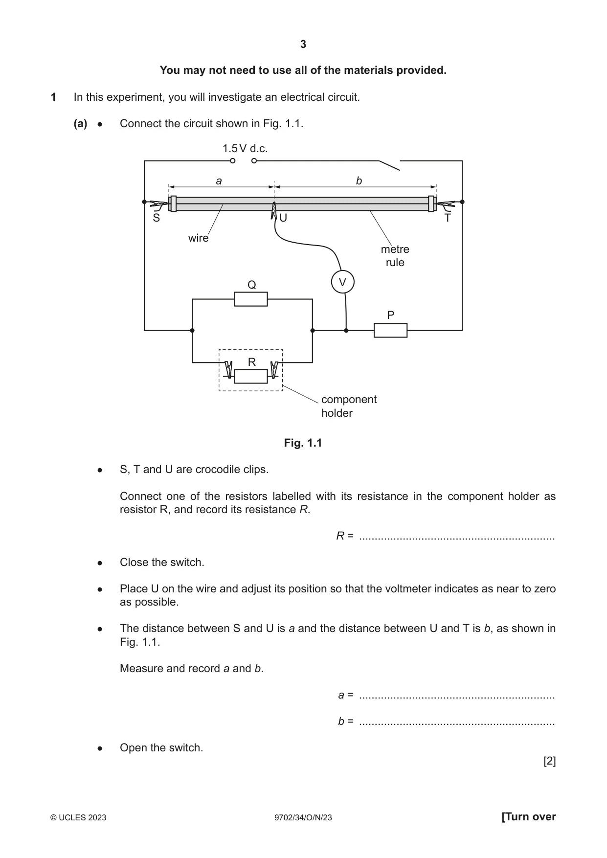 Cambridge A Level Physics 9702 2023 Oct/Nov Paper 3 · Variant 4 question paper, page 3 of 12