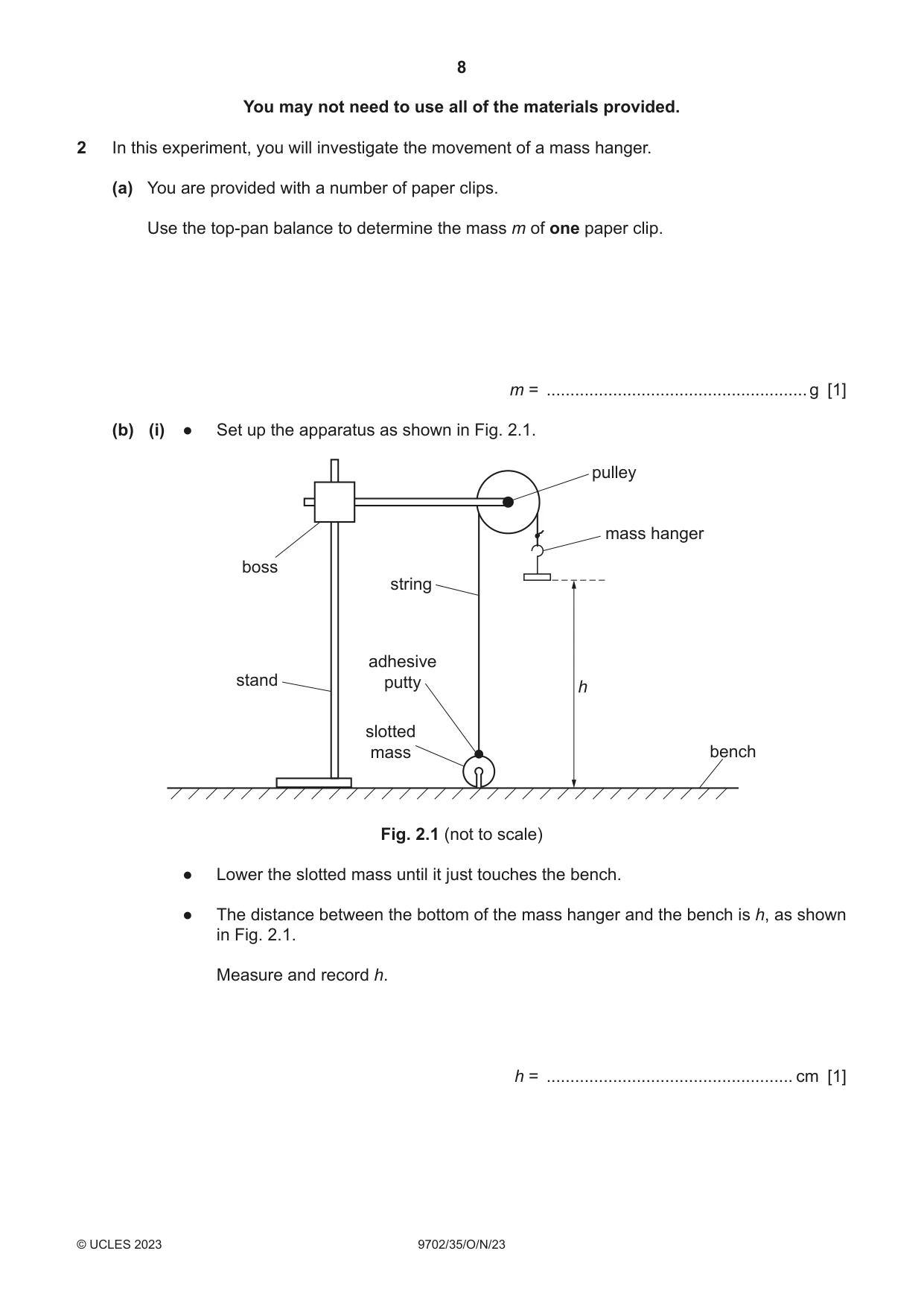 Cambridge A Level Physics 9702 2023 Oct/Nov Paper 3 · Variant 5 question paper, page 8 of 12
