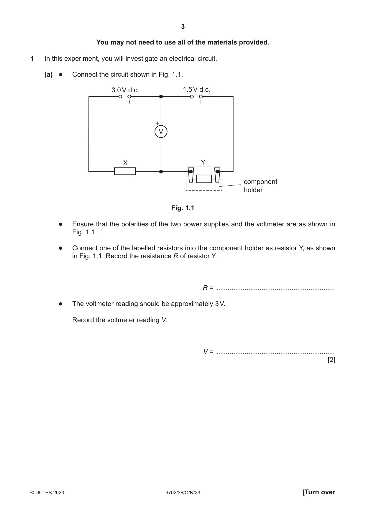 Cambridge A Level Physics 9702 2023 Oct/Nov Paper 3 · Variant 6 question paper, page 3 of 12
