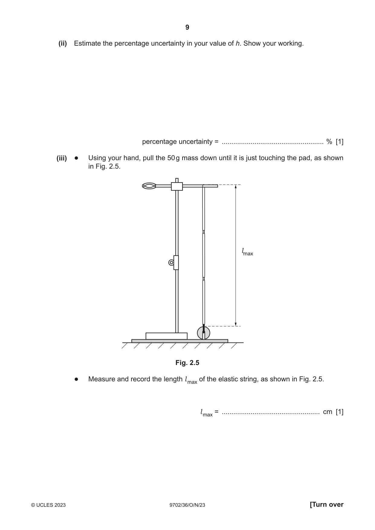 Cambridge A Level Physics 9702 2023 Oct/Nov Paper 3 · Variant 6 question paper, page 9 of 12