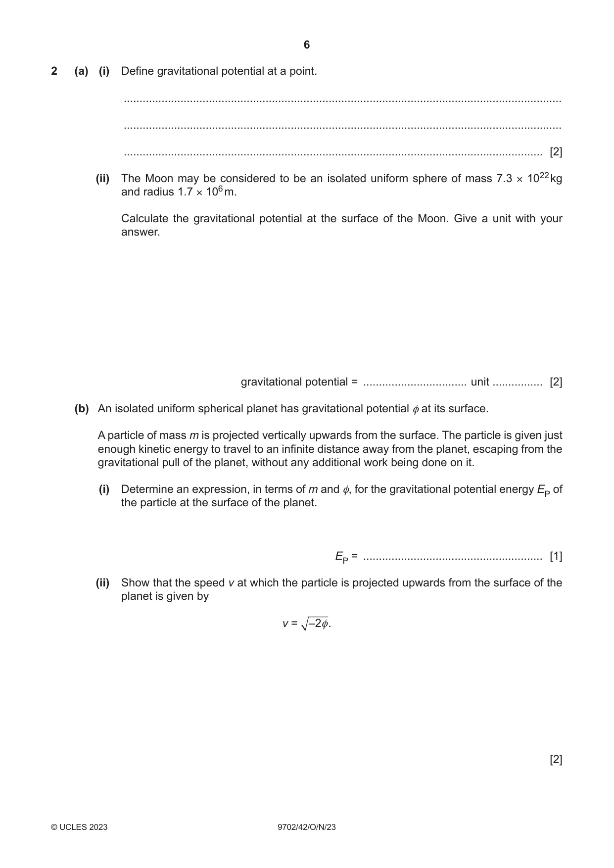Cambridge A Level Physics 9702 2023 Oct/Nov Paper 4 · Variant 2 question paper, page 6 of 24