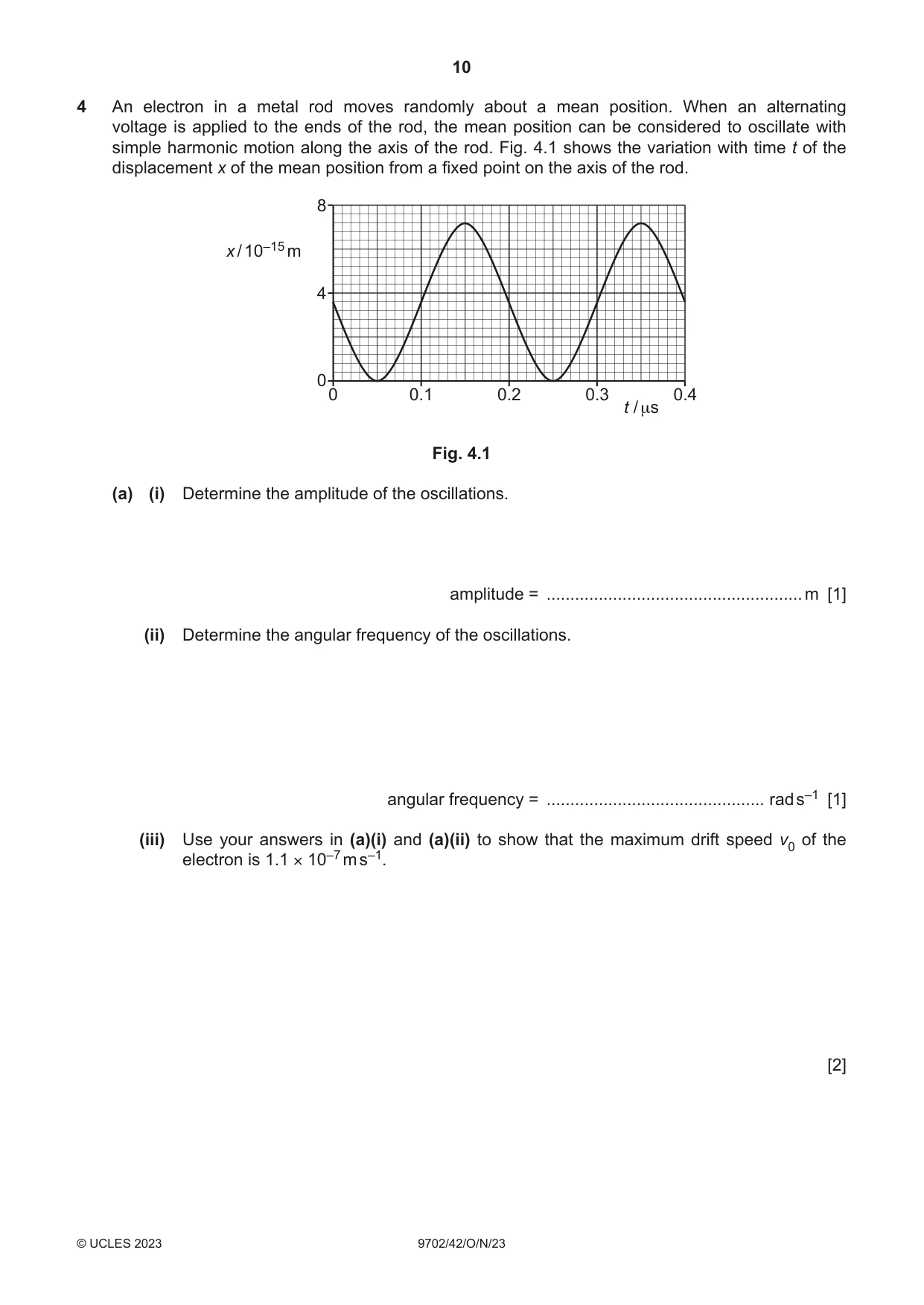 Cambridge A Level Physics 9702 2023 Oct/Nov Paper 4 · Variant 2 question paper, page 10 of 24