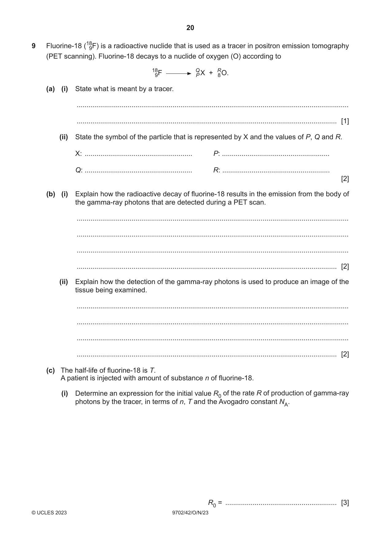 Cambridge A Level Physics 9702 2023 Oct/Nov Paper 4 · Variant 2 question paper, page 20 of 24