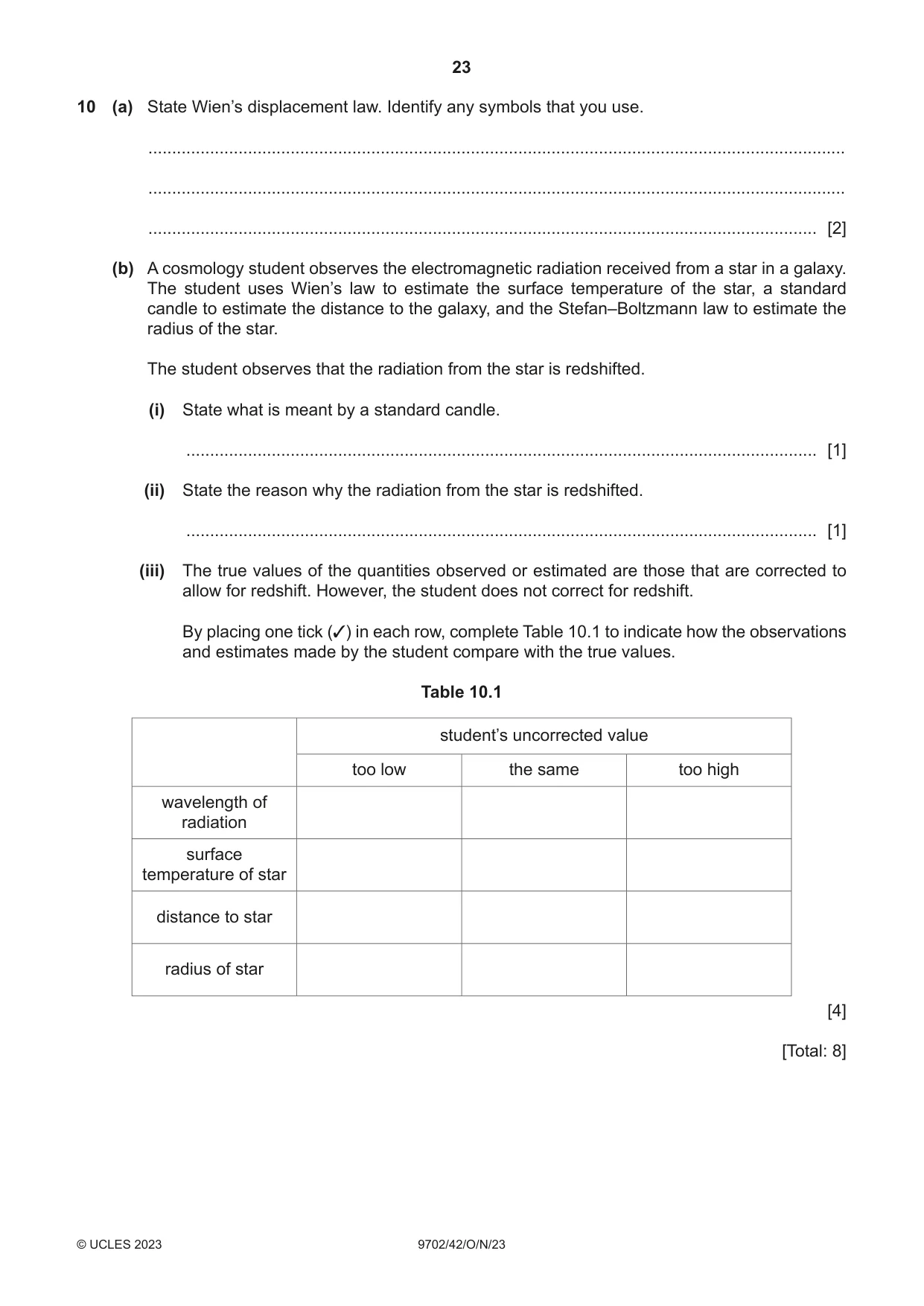 Cambridge A Level Physics 9702 2023 Oct/Nov Paper 4 · Variant 2 question paper, page 23 of 24