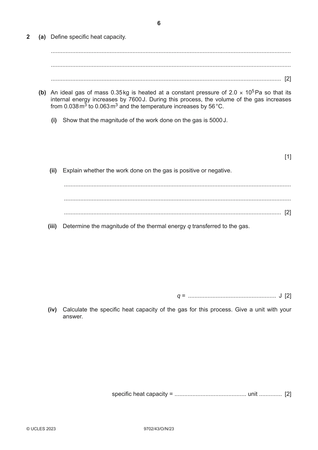 Cambridge A Level Physics 9702 2023 Oct/Nov Paper 4 · Variant 3 question paper, page 6 of 24