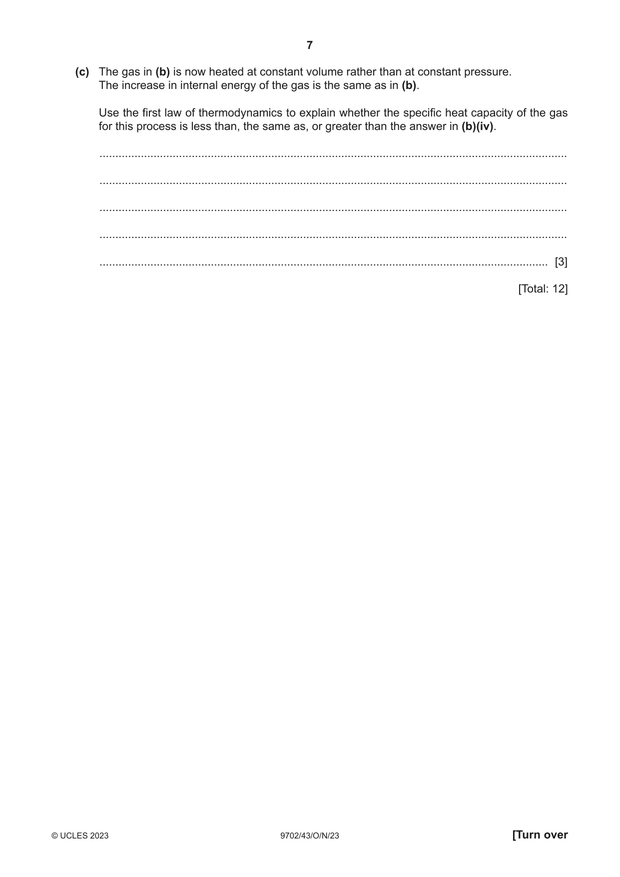Cambridge A Level Physics 9702 2023 Oct/Nov Paper 4 · Variant 3 question paper, page 7 of 24