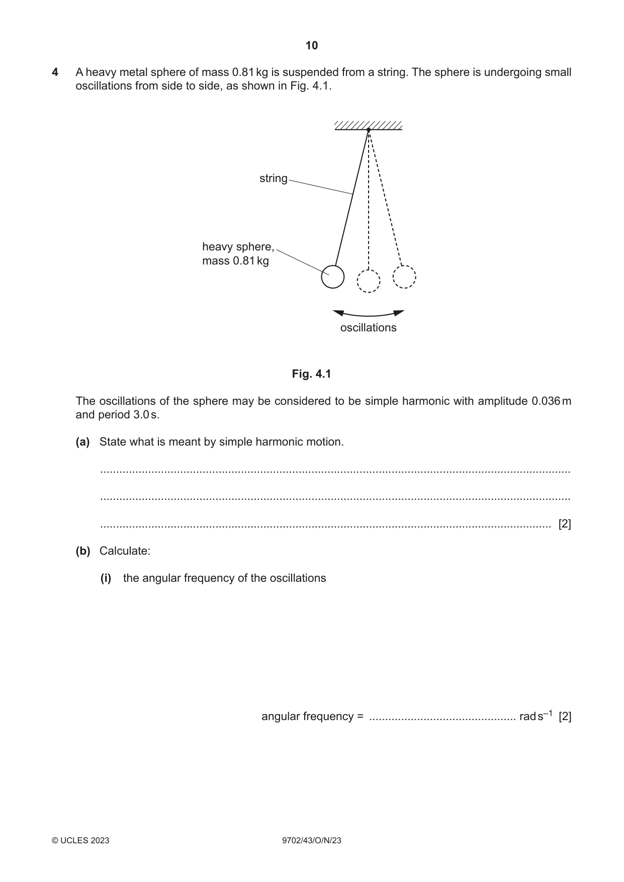 Cambridge A Level Physics 9702 2023 Oct/Nov Paper 4 · Variant 3 question paper, page 10 of 24