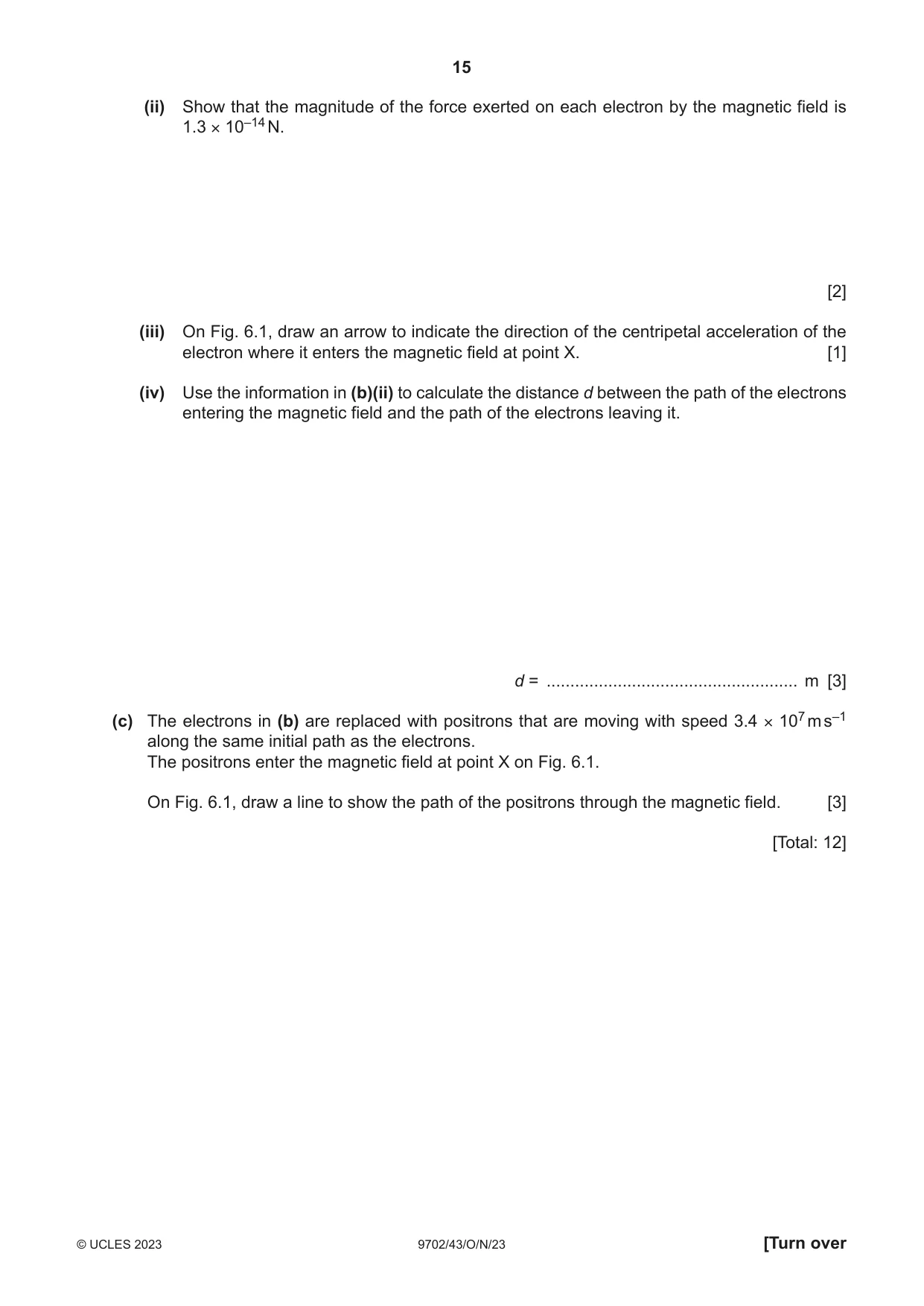 Cambridge A Level Physics 9702 2023 Oct/Nov Paper 4 · Variant 3 question paper, page 15 of 24